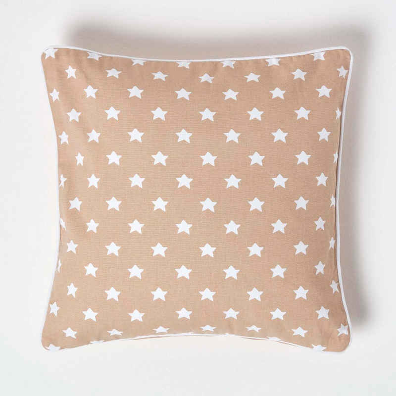 Kissenbezüge Kissenbezug aus Baumwolle mit Sternen, beige, 45 x 45 cm, Homescapes