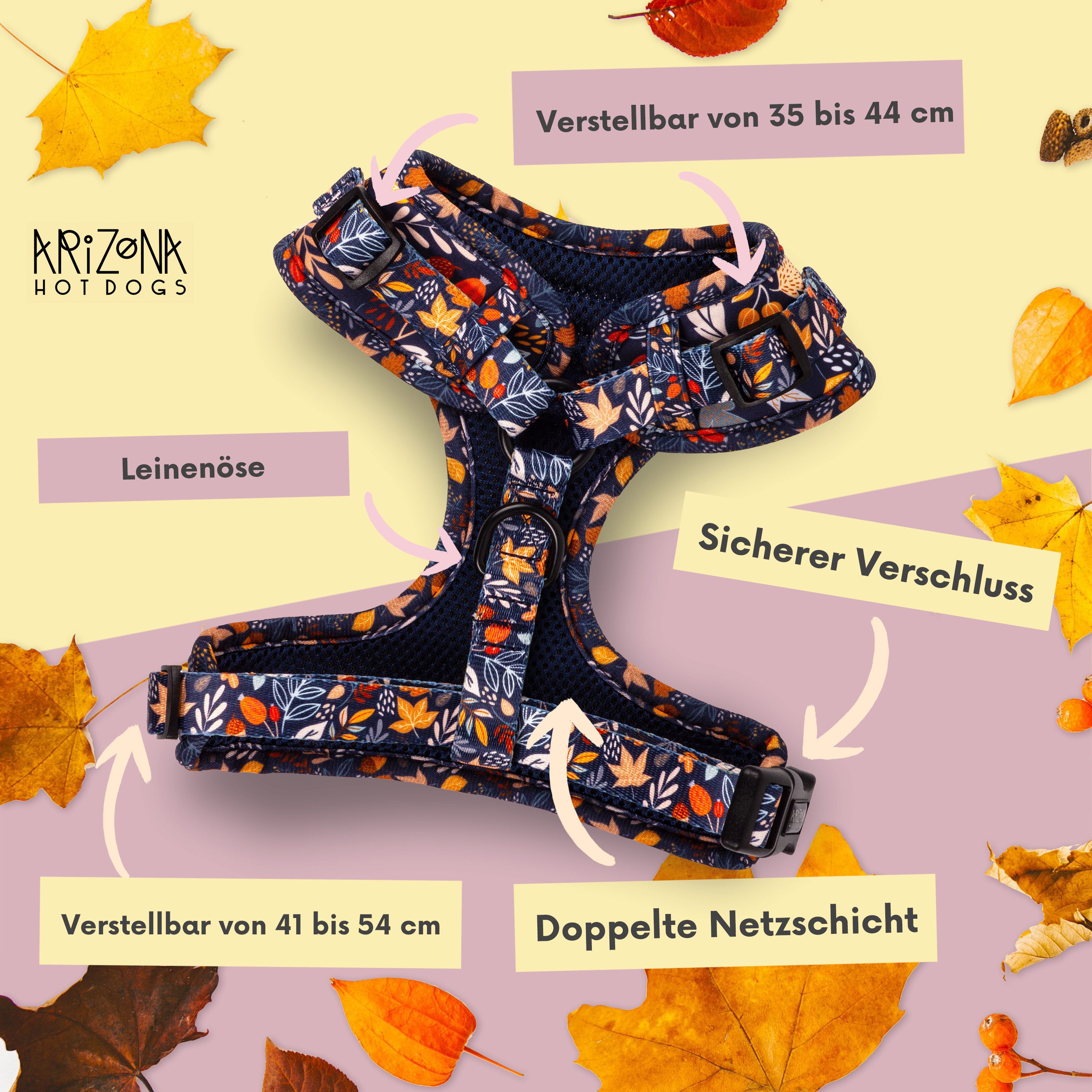 ARIZONA HOT DOGS Hunde-Geschirr Hundegeschirr Fall günstig online kaufen