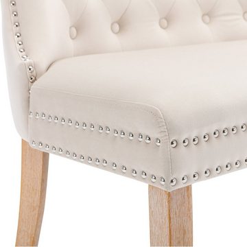 SEEZSSA Esszimmerstuhl Doppelstuhl mit Knopfmuster Breiter Stuhl mit Beinen aus Eiche, Modern, Gepolsterter Wohnzimmerstuhl, Doppel-Langstuhl, 104x93x58cm