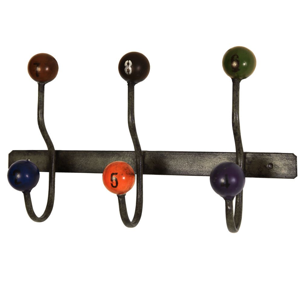 bhp Garderobenhalter, Design Metall Wand Garderobe 3 Haken Kleider Ständer blau rot schwarz