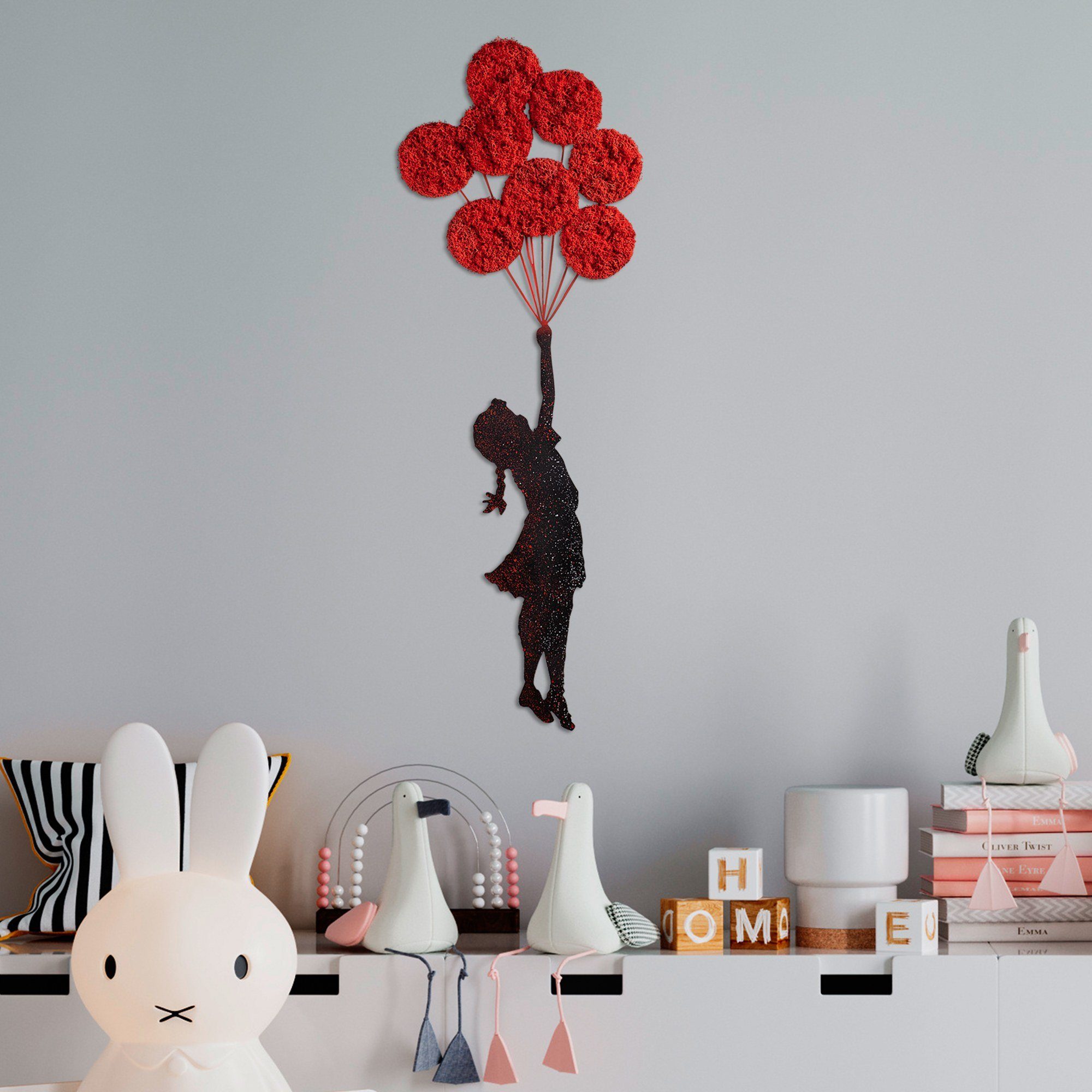 Wallity Wanddekoobjekt, Dekoratives Metall objekt Mädchen mit Ballons aus M günstig online kaufen