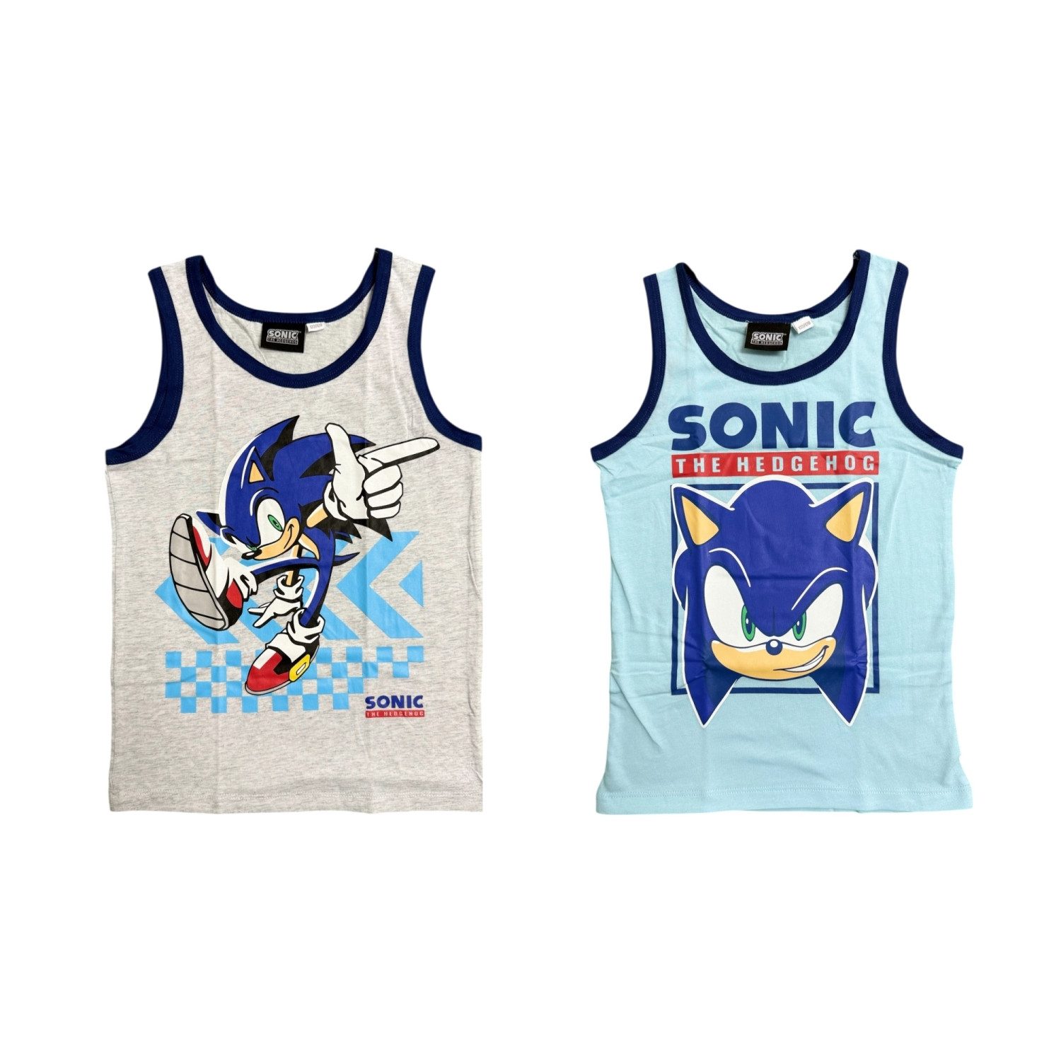 Sonic Unterhemd SONIC- 2er Pack Kinder Lizenz Unterwäsche Unterhemd Tanktop 122/128