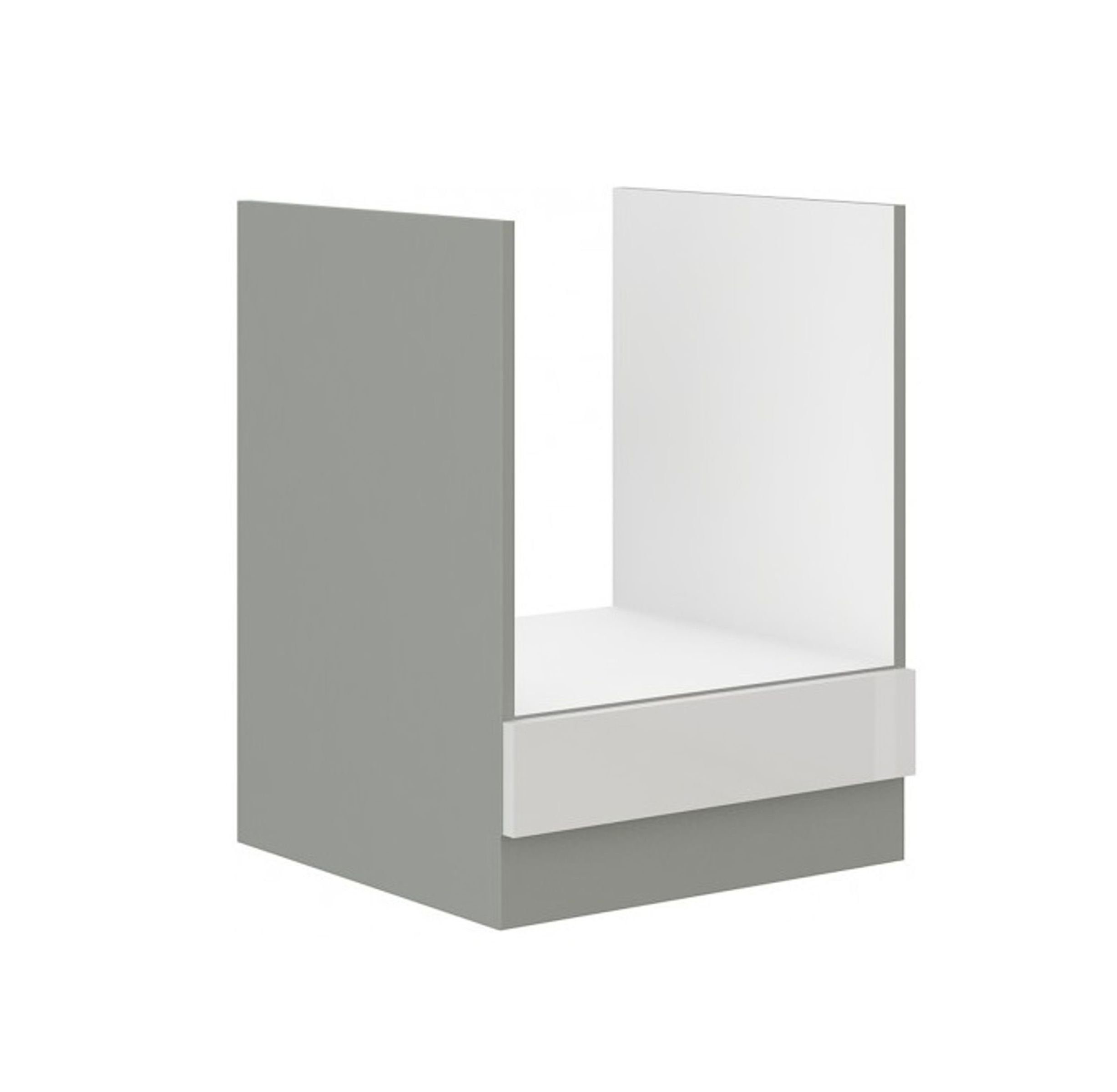 Küchen-Preisbombe Herdumbauschrank 60 cm Küche Bianca Weiß Hochglanz + Grau günstig online kaufen