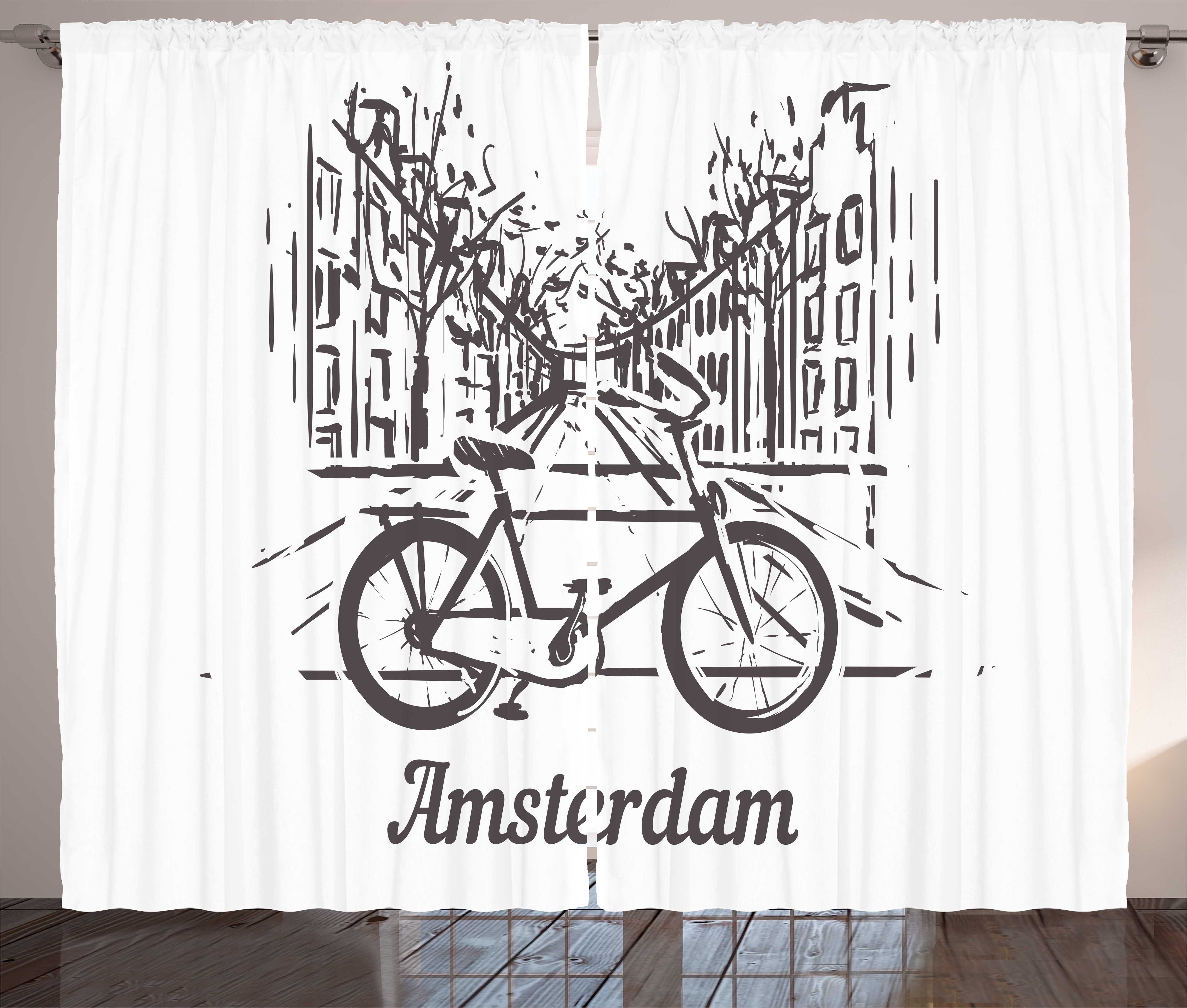 Schlafzimmer Abakuhaus, Kräuselband mit Vorhang Haken, Schlaufen Häuser Fahrrad-Straße Amsterdam Gardine und