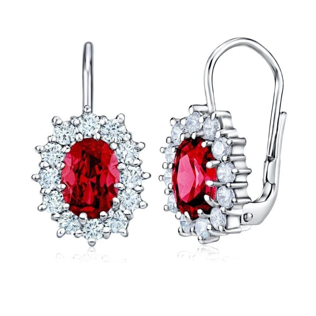 Ohrring-Set Silver earrings with red zircons Swarovski B31571-SR