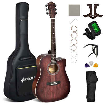COSTWAY Akustikgitarre, mit Stimmgerät, Plektrum