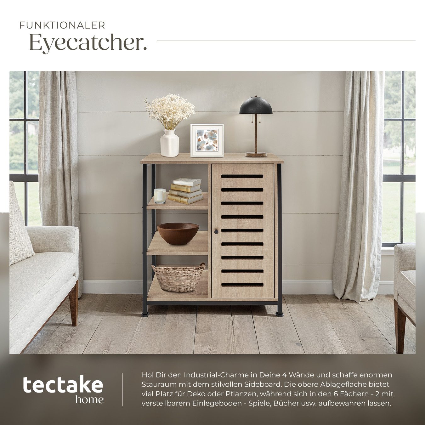 tectake Highboard Sideboard, Industrial Style