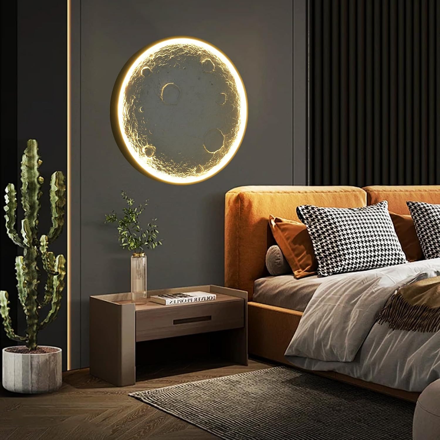 RRBEST Wandleuchte Mond Wandlampe, Dimmbar Mondlicht Deckenlampe, 3000K-6500K, mit Fernbedienung, für Schlafzimmer, Kinderzimmer, Flur, Küche