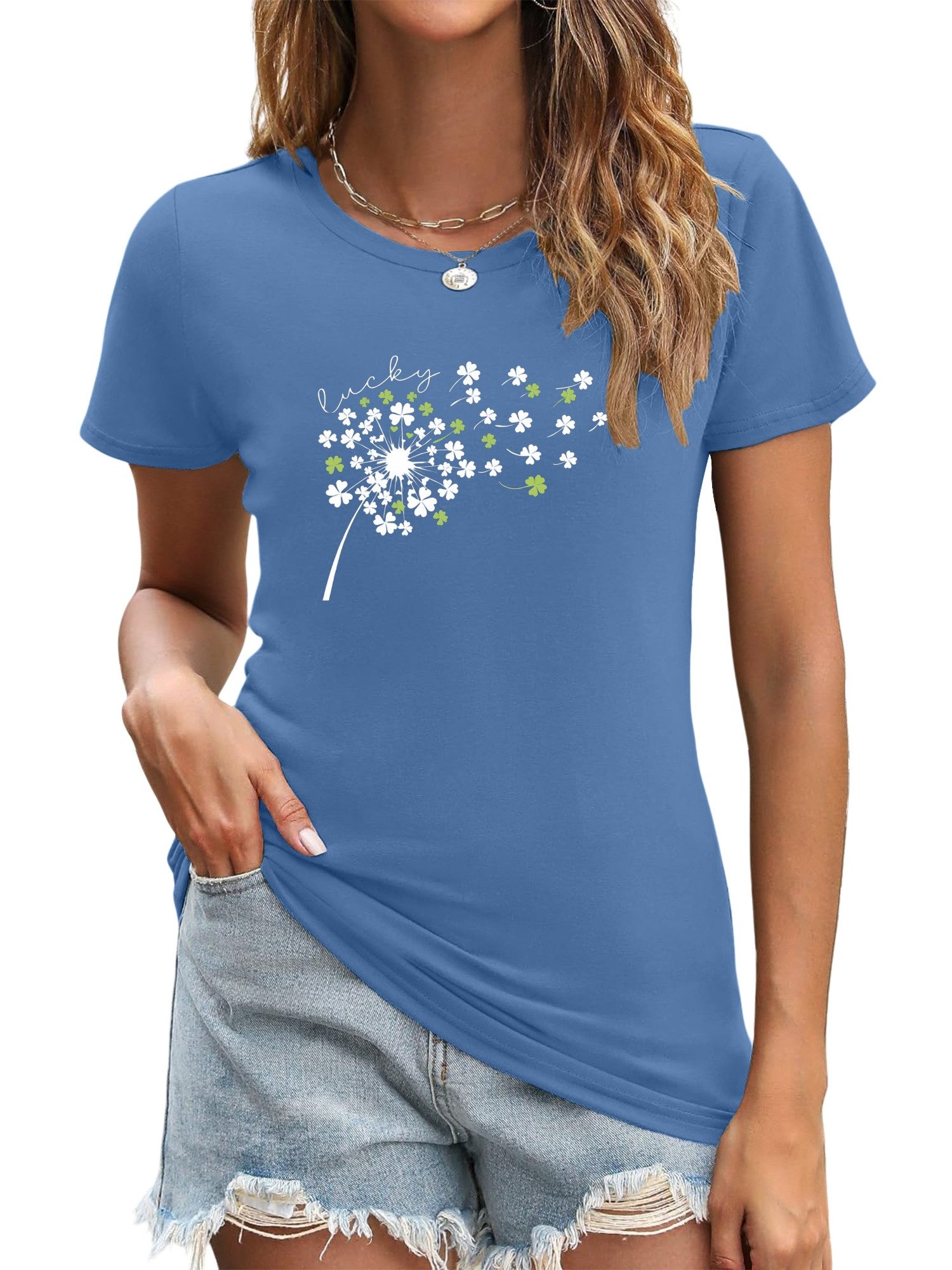 PYL Kurzarmshirt Damen Sommer Casual T-Shirt günstig online kaufen