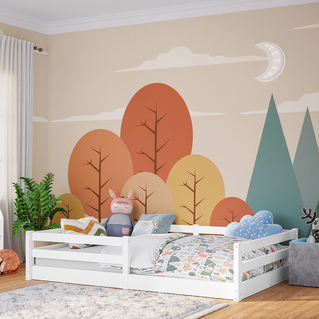 Bellabino Kinderbett Iskri mit Rausfallschutz und Lattenrost (weiß, optiona günstig online kaufen