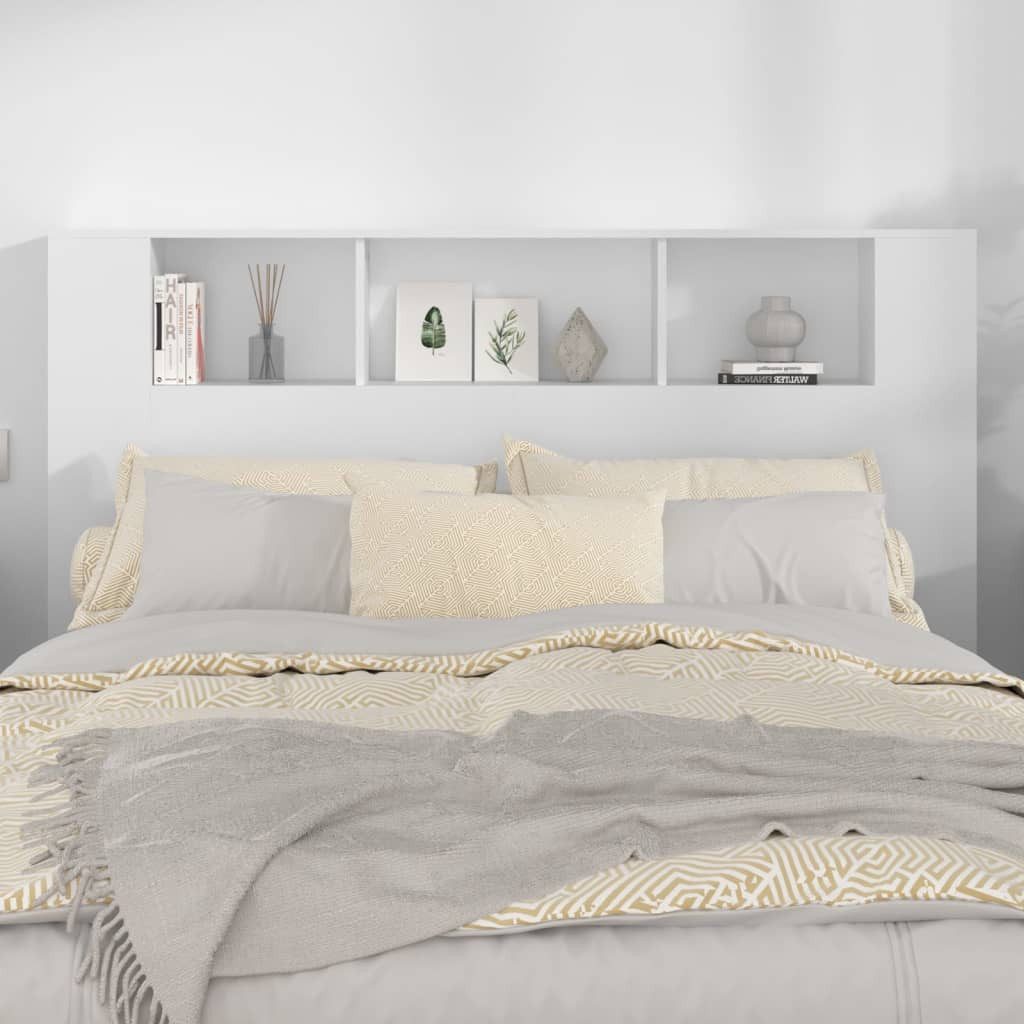 vidaXL Kopfteil, Bett Kopfteil mit Ablagen Weiß 160x18,5x104,5 cm