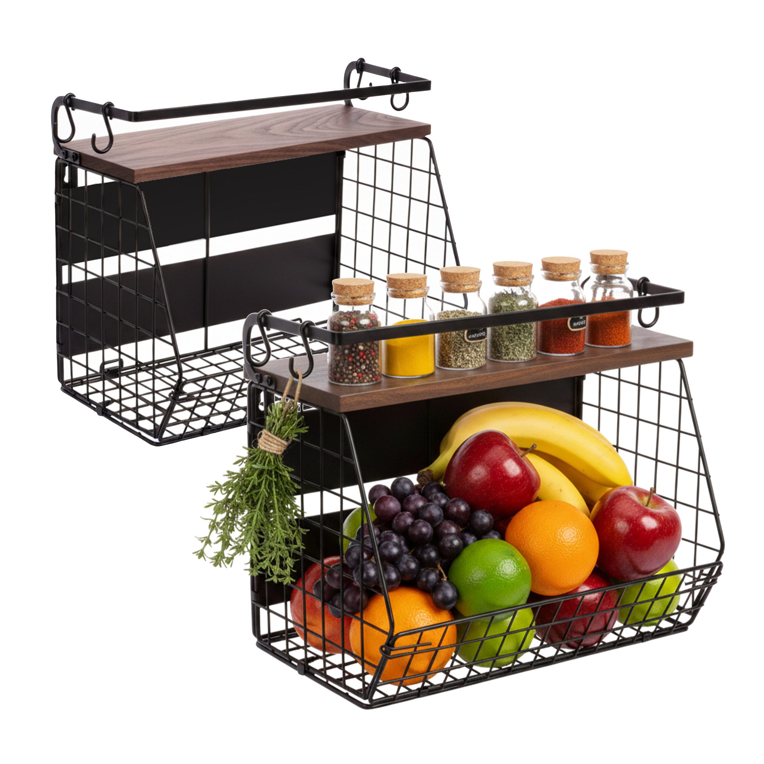 relaxdays Obstschale Obstkorb Wandregal magnetisch 2er Set, Eisen, (2-tlg), A