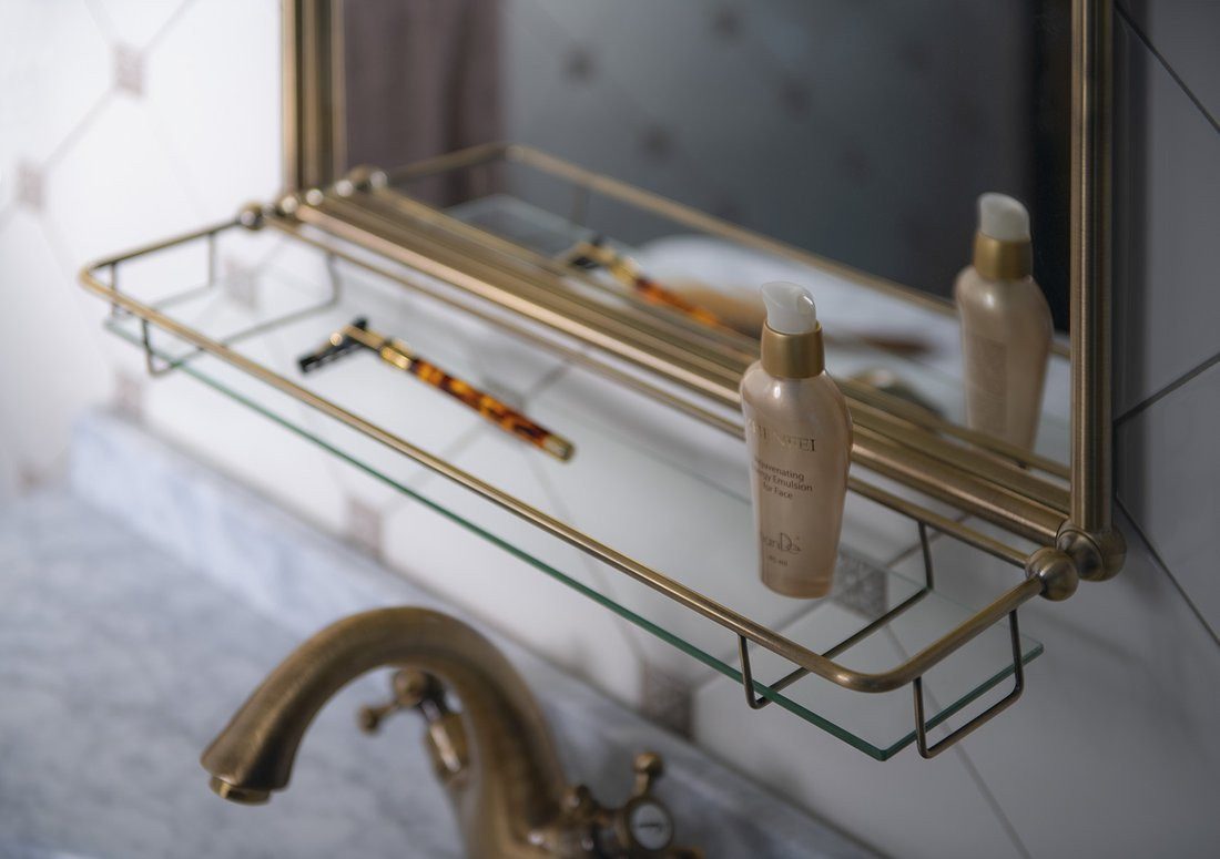 Sapho Badspiegel TIGA Spiegel mit Ablage 48x67cm, Bronze, Sapho-HZ206 Spiegel im Rahmen;Spiegel mit Ablage