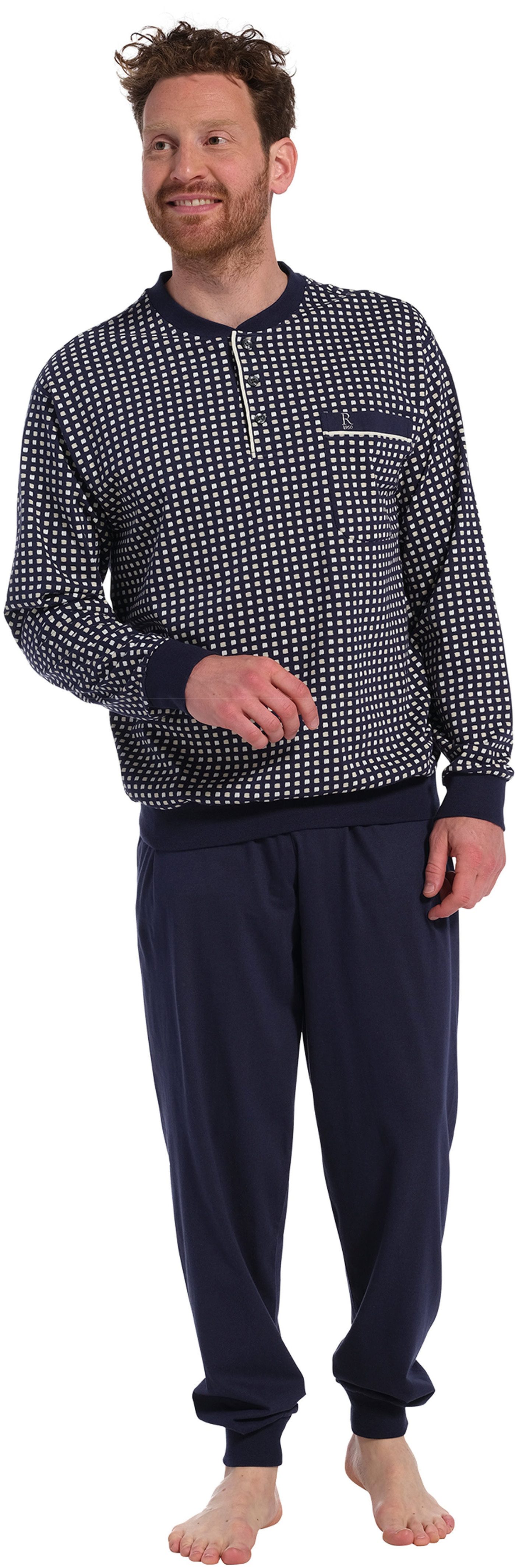 Robson Schlafanzug Herren Pyjama mit Bündchen (2 tlg) Baumwolle