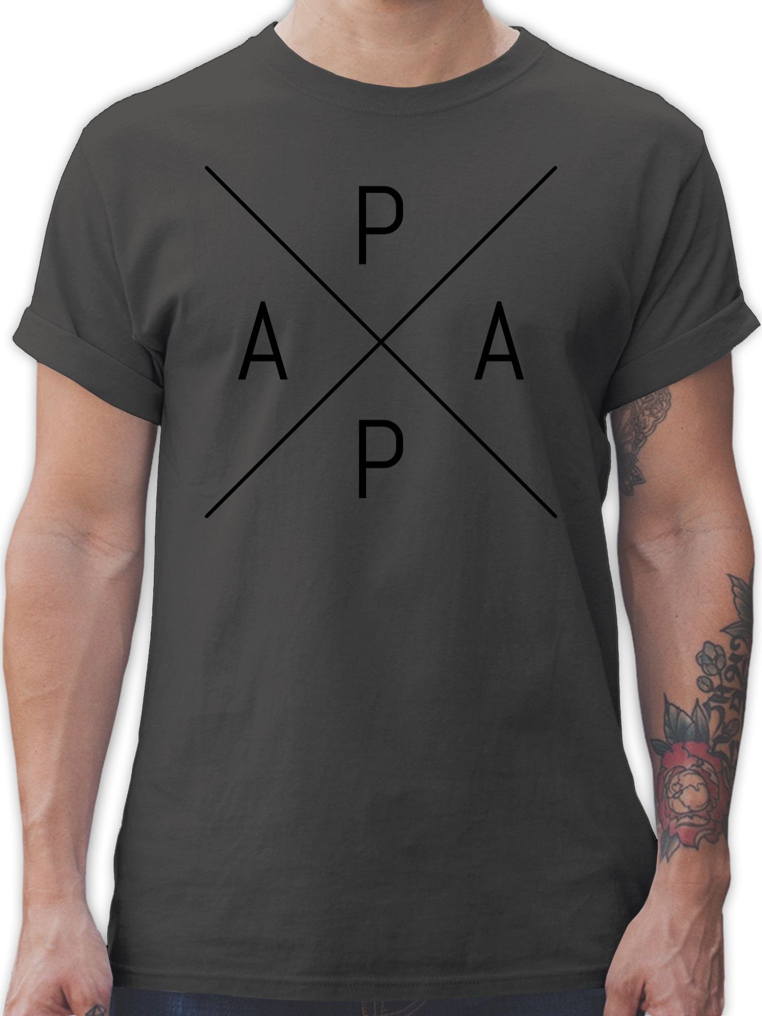 Vatertag für Papa Dunkelgrau Papa T-Shirt schwarz X Geschenk Shirtracer 01