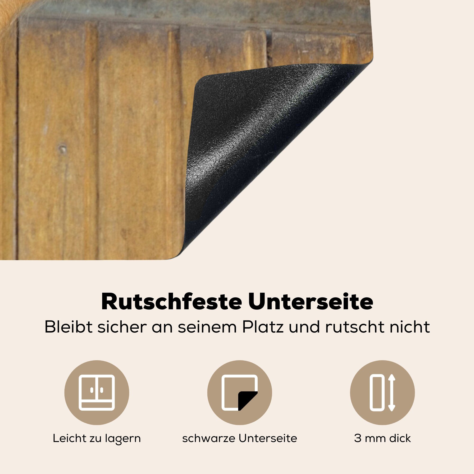 (1 Herdblende-/Abdeckplatte Holzstall, in Fjordpferd MuchoWow Vinyl, küche Arbeitsplatte Ceranfeldabdeckung, einem 78x78 für tlg), cm,