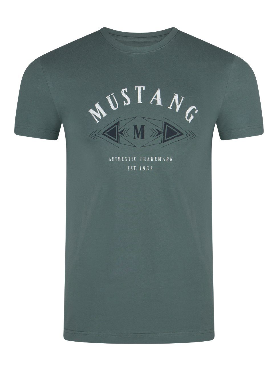 MUSTANG T-Shirt Herren Printshirt Regular Fit (1-tlg) Kurzarm Tee Shirt mit Rundhalsausschnitt aus 100% Baumwolle