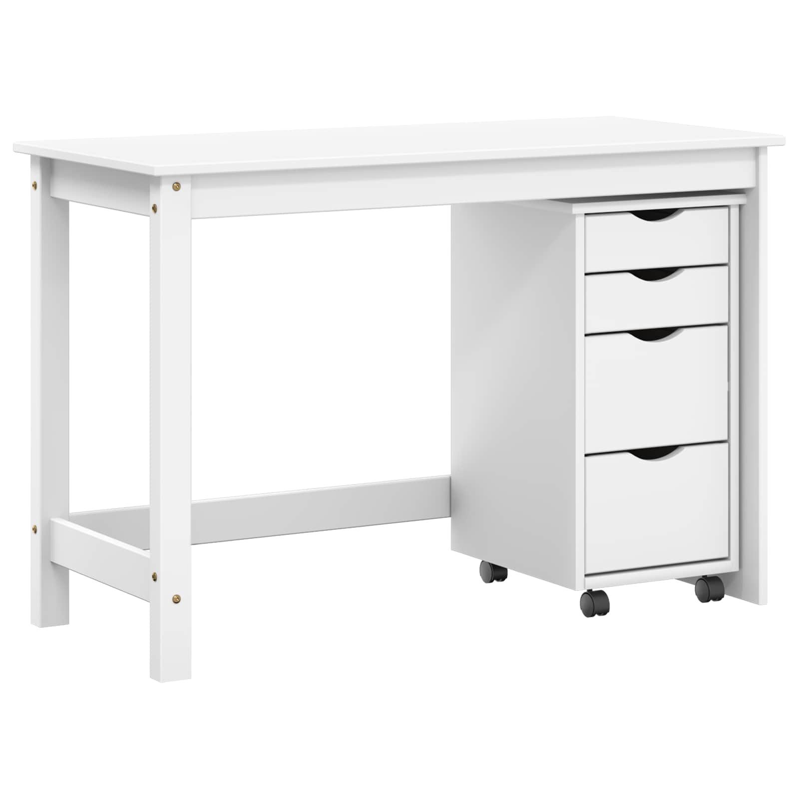 vidaXL Schreibtisch 4 Schubladen Schreibtisch- und Rollschrank-Set MOSS 2-teilig Weiß 112x