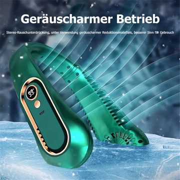 Bifurcation Umhängeventilator 1 Stück Halsventilator ohne Flügel, 5 Geschwindigkeiten mit Display, Super Technik und blattloses Design, geeignet für den Außenbereich