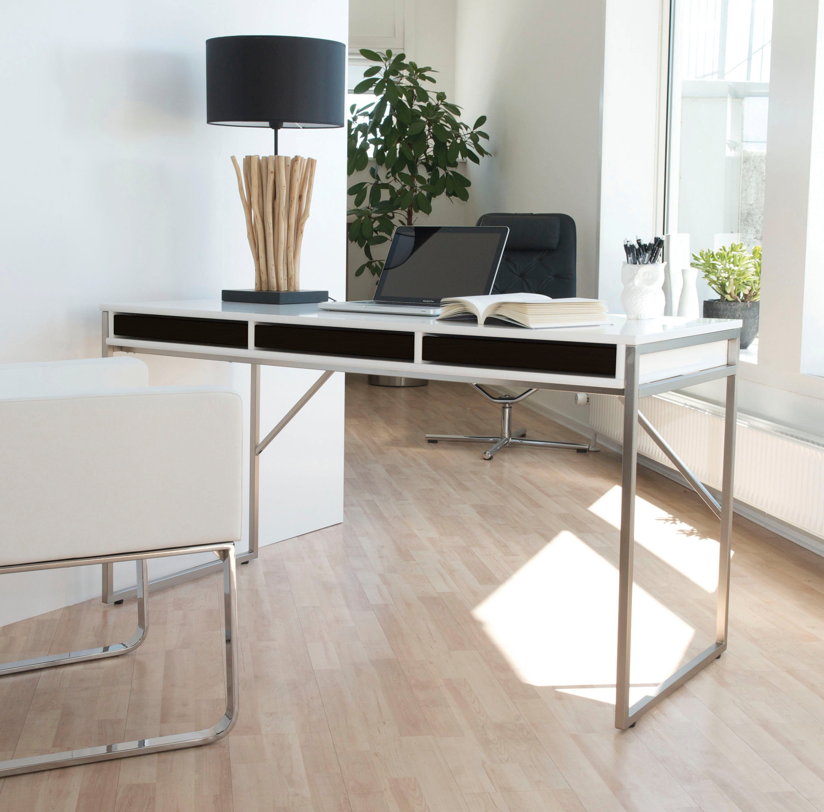 Tisch, Furniture Designmöbel schwarz mit Mistral cm, B: gebeizt Gestell, Computertisch, Hammel Bürotisch, Schreibtisch Arbeitstisch, 137,4