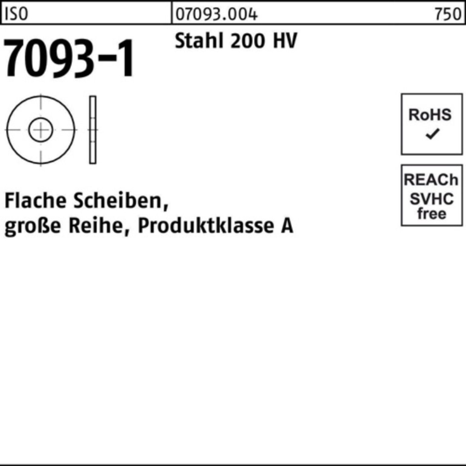 Reyher Unterlegscheibe 250er Pack 070930040100000 Unterlegscheibe ISO 7093-1 10 Stahl 200 HV