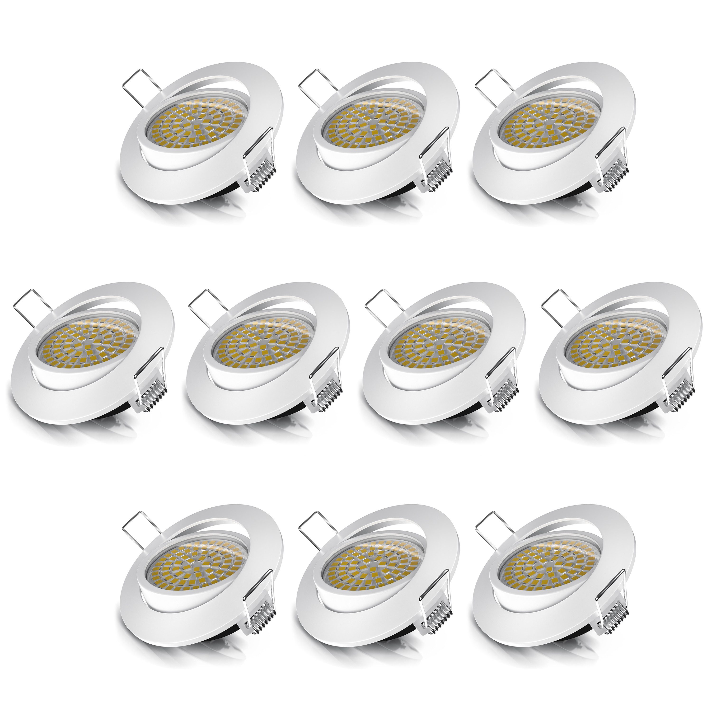 Brandson LED Einbaustrahler Deckenspot schwenkbar, Ultra Flach, Warmweiß 3000K, 5W, 320 Lumen, Dimmfunktion, Schwenkmechanismus (30° vertikal), LED fest verbaut, warmweiß, Slim Einbauleuchte, Einbauspot Edelstahl Optik, Alu Deckenstrahler