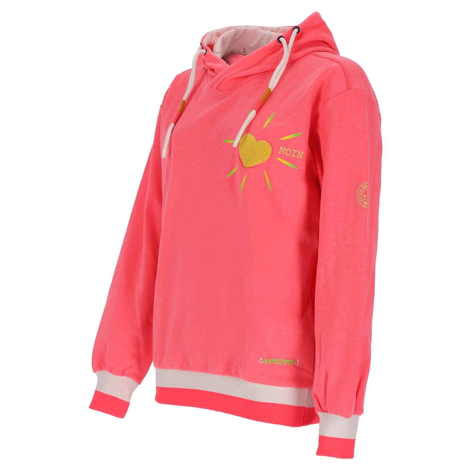 Wattlöper Kapuzenpullover Damen Sweathoody mit Frottee-Herz günstig online kaufen