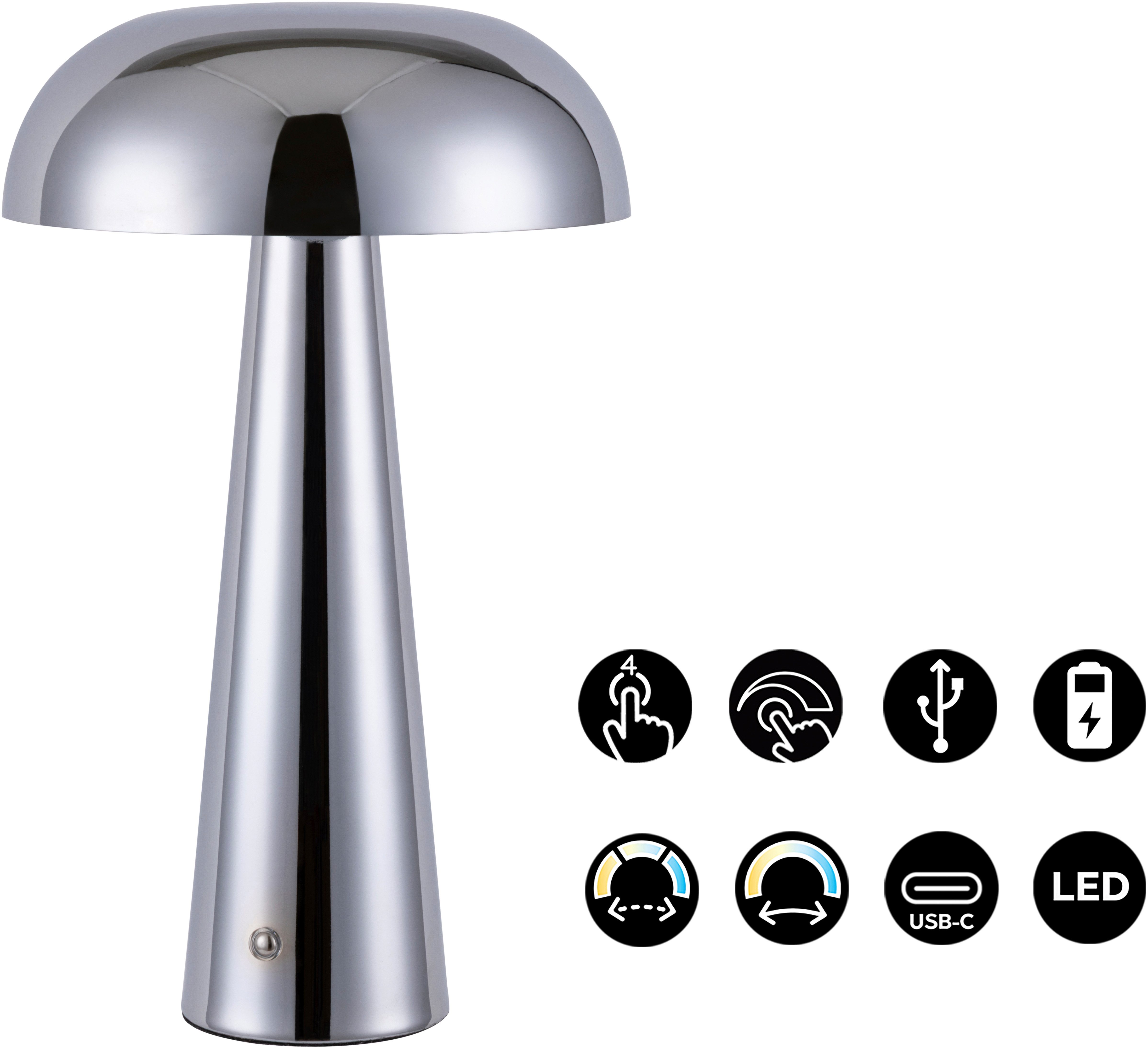 OTTO home LED Tischleuchte Katniss - Akkuleuchte, Dimmer, Dimmfunktion, Ein-/Ausschalter, Farbwechsel, USB-Ladefunktion, mehrere Helligkeitsstufen, LED fest int – Bild 4 von 5