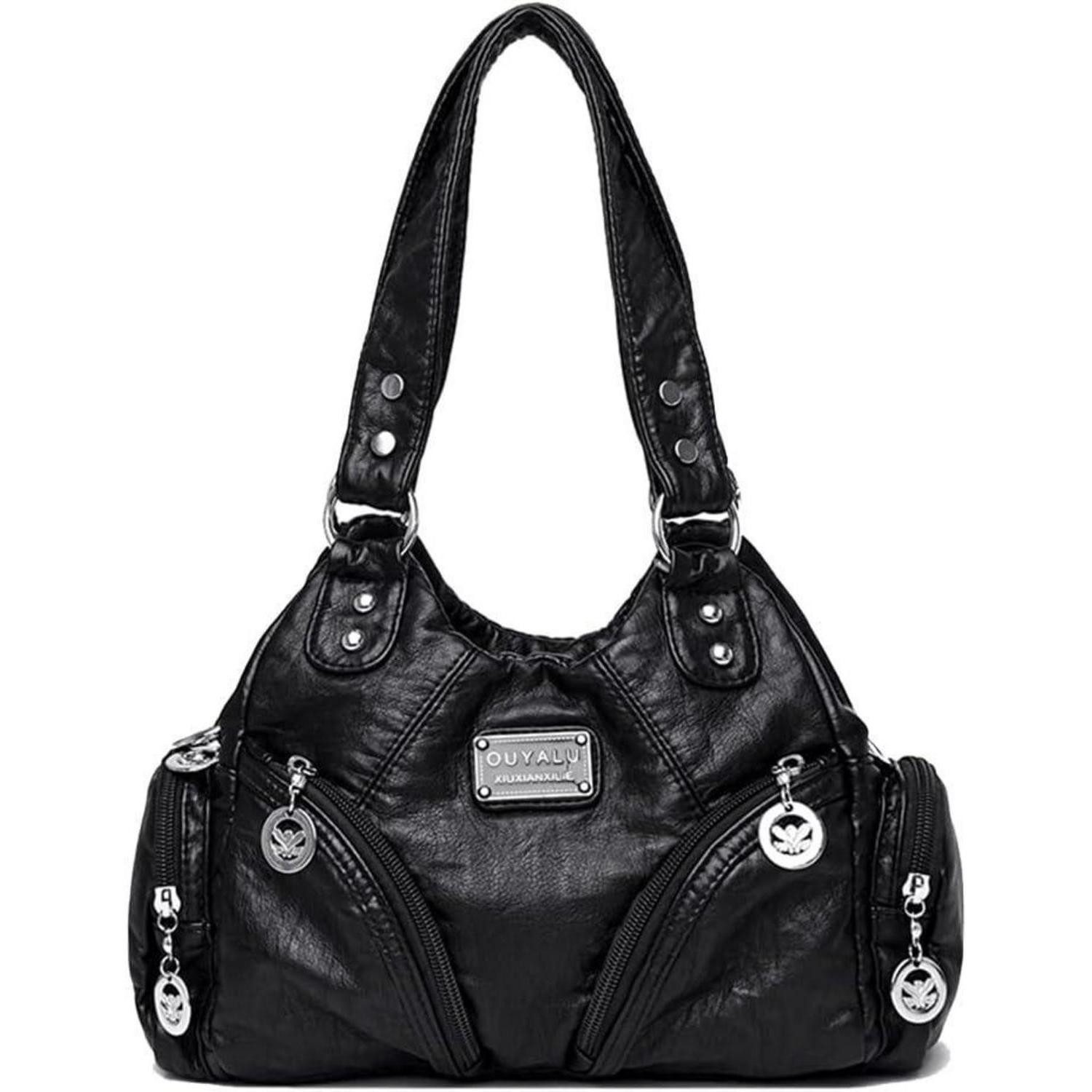 LuxusKollektion Hobo Damen PU-Leder Hobo Handtasche Vintage Schultertasche Retro Schwarz