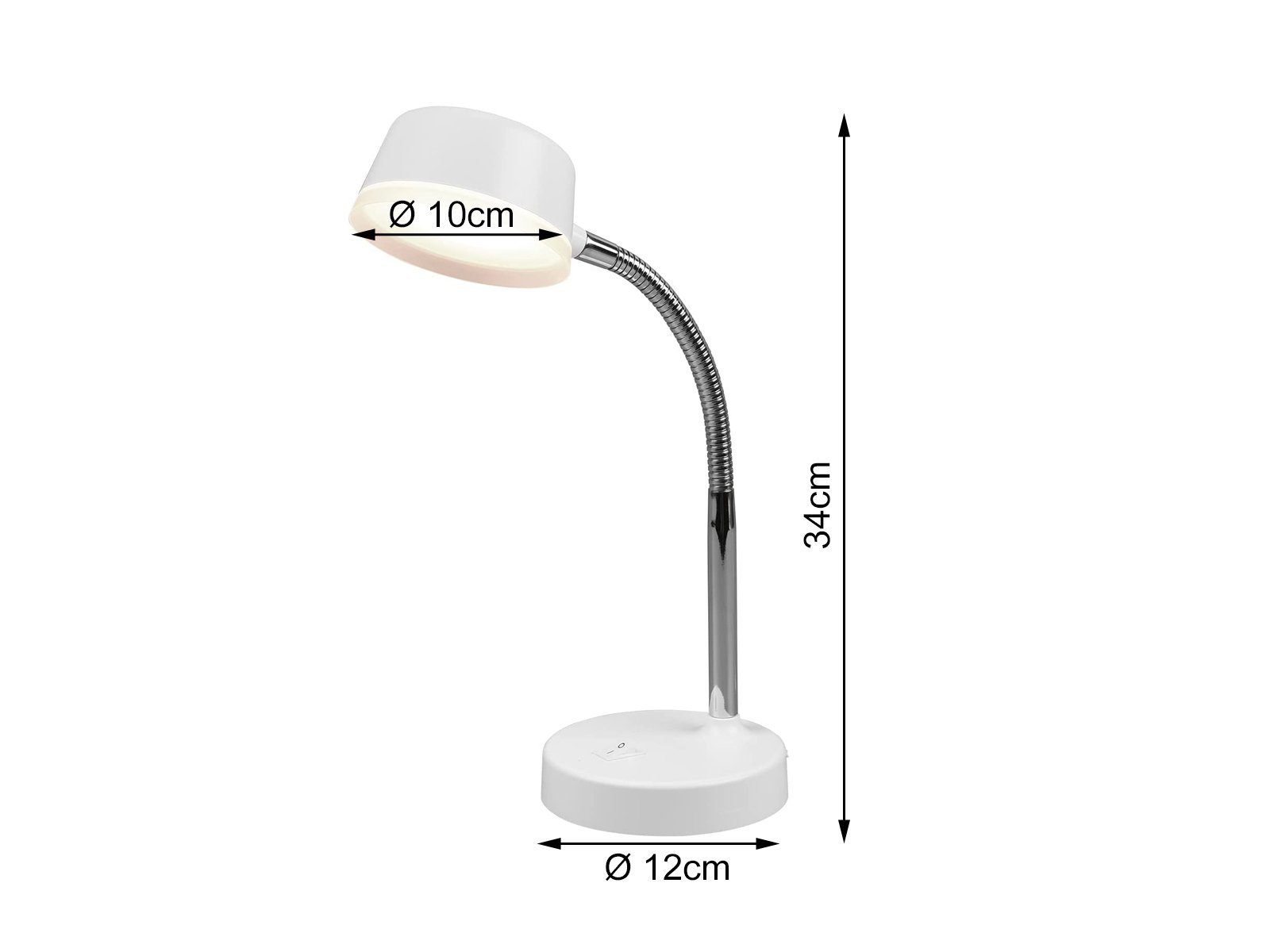 meineWunschleuchte LED Schreibtischlampe, fest Bett, Set Arbeitsplatz-leuchte Höhe Leselampe LED Warmweiß, 34cm Weiß 2er integriert, Retro