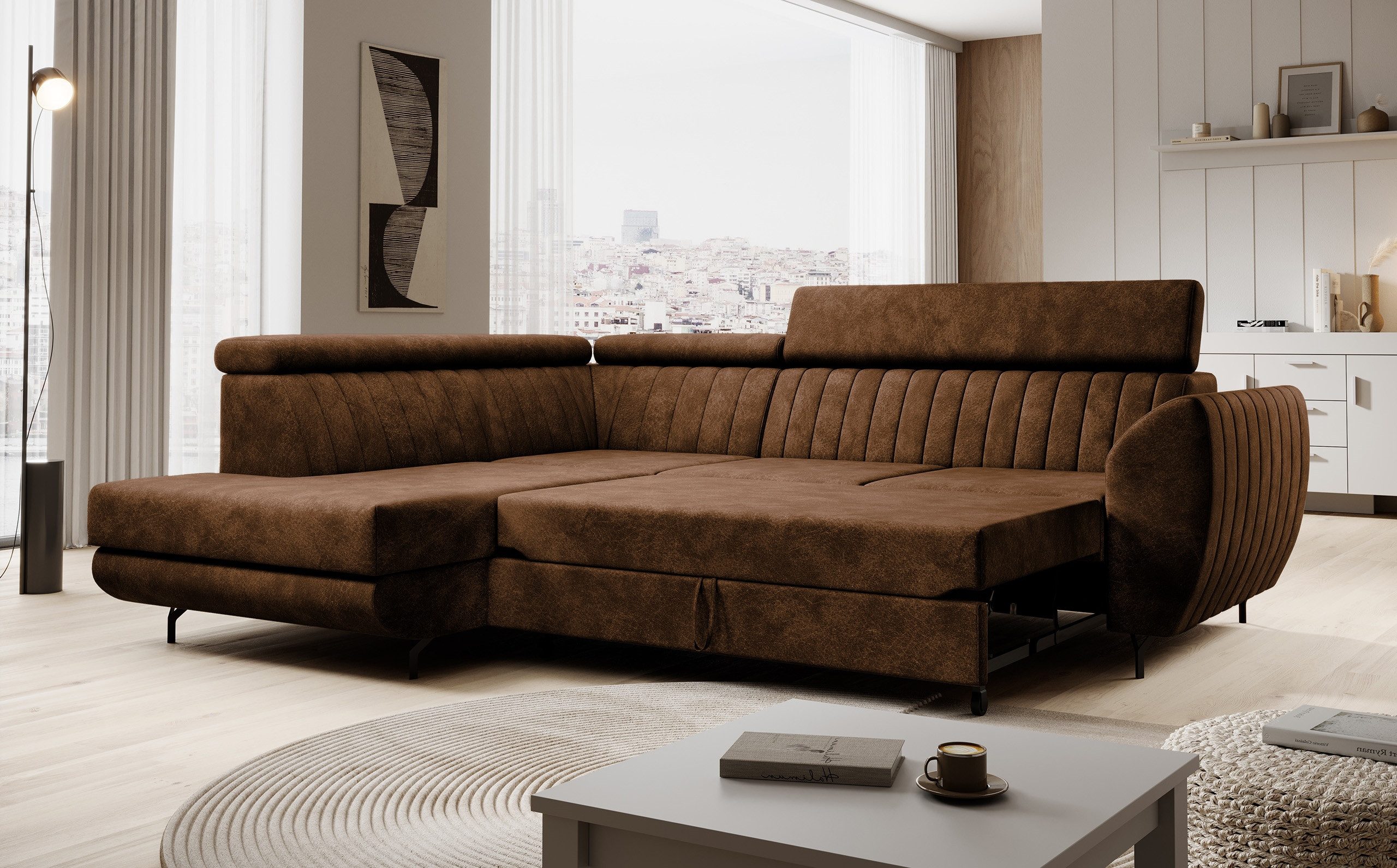 Muffo Ecksofa Spectre, mit Bettkasten, mit Schalffunktion