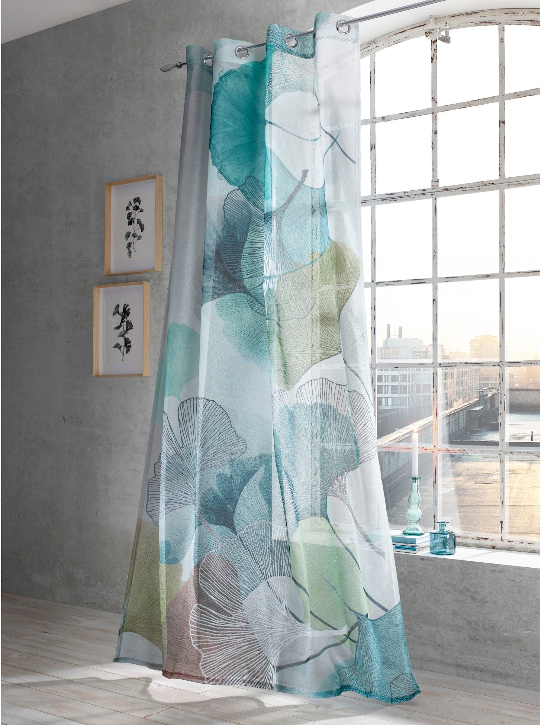 heine Gardine Dekostore (1 St), Ösen, halbtransparent, Fertigstore gerade Form