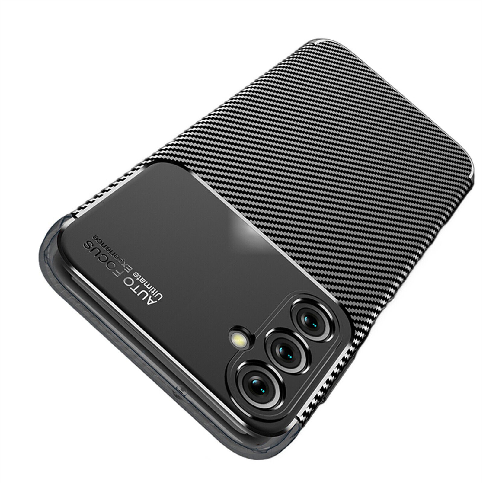 betterfon Handyhülle für Samsung Galaxy A25 Silikon Case TPU Bumper Schale Schwarz, Carbon-Look – stoßfestes Case mit Air-Cushion & Metall-Optik