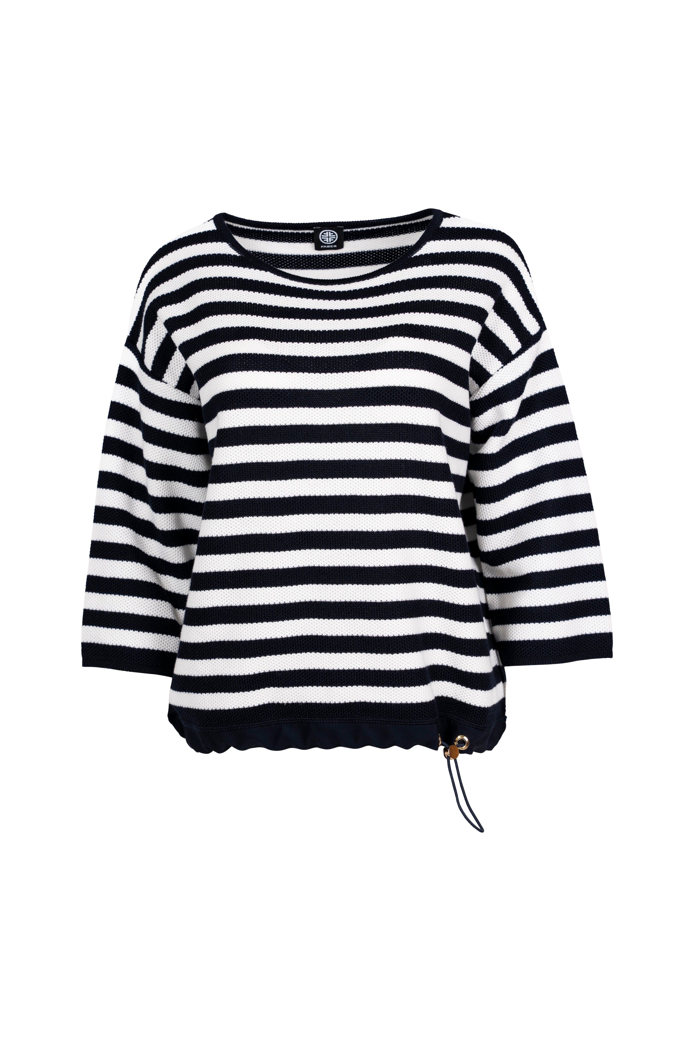 Faber Strickpullover Pullover mit Ringelstruktur Saum mit Gummikordel