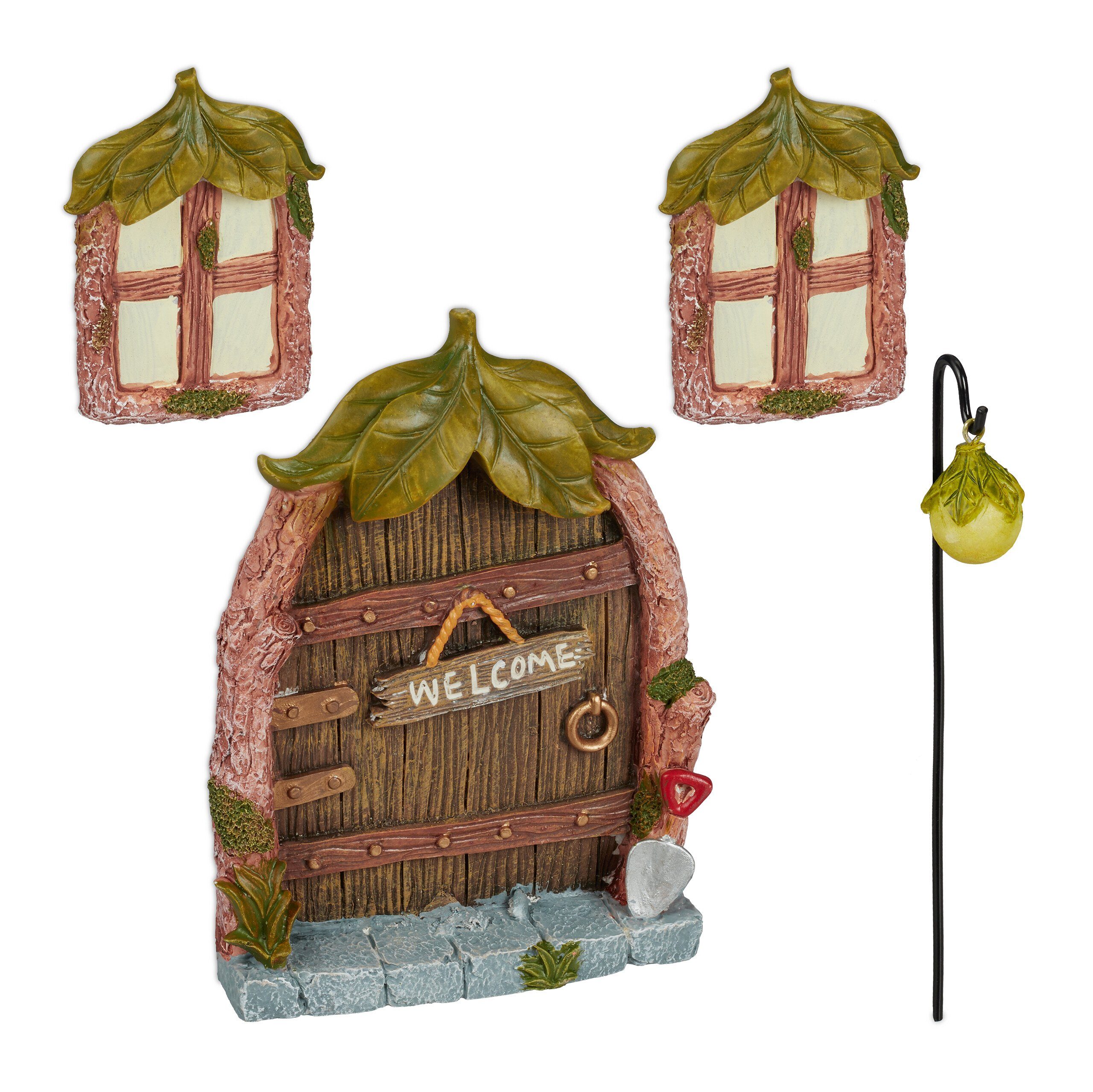 relaxdays Gartenfigur Feentür Set "Blätterdach" günstig online kaufen