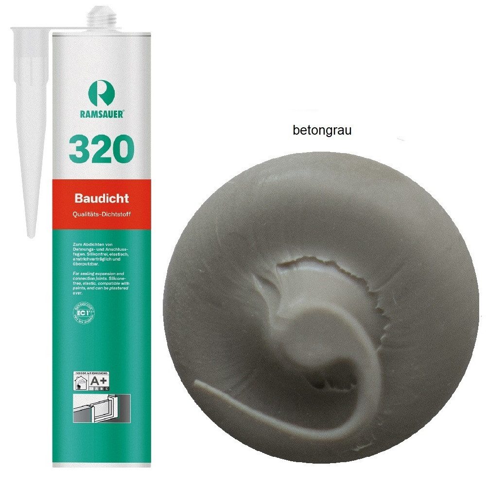 Ramsauer Dichtstoff Ramsauer 320 Baudicht Hybrid Dichtstoff 310ml Kartusche, gebrauchsfertig, Dichtstoff für Bau- und Anschlussfugen, Spenglerarbeiten.