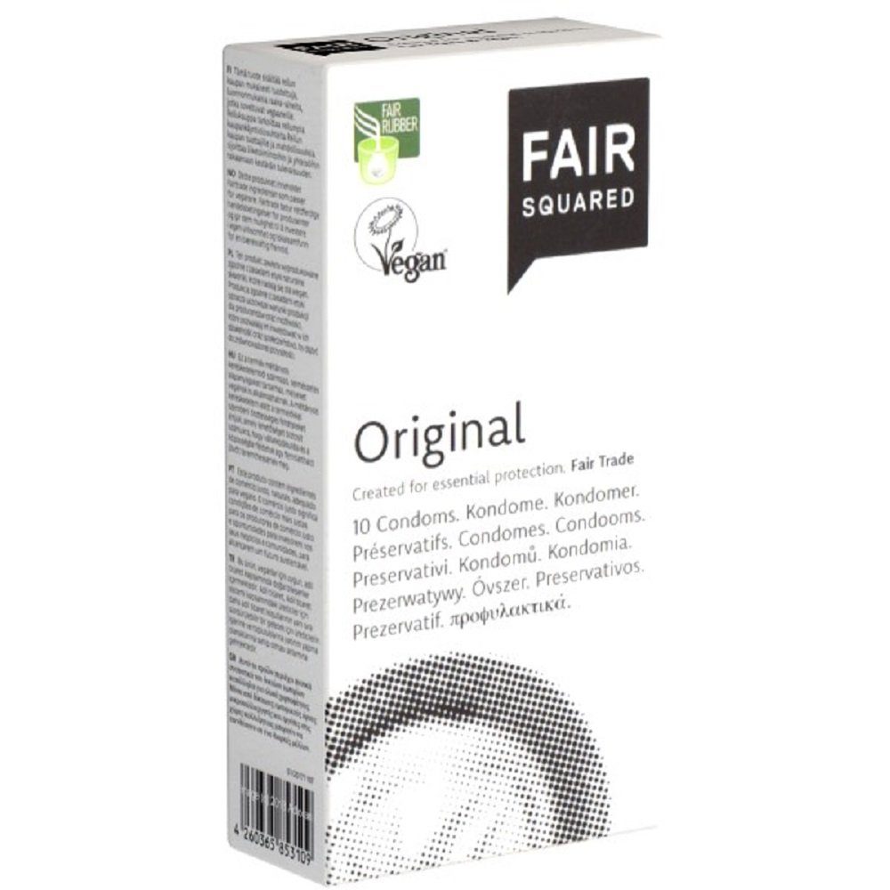 Fair Squared Kondome Original Packung mit, 10 St., fair gehandelte Öko-Kondome, vegane und fair gehandelte Kondome