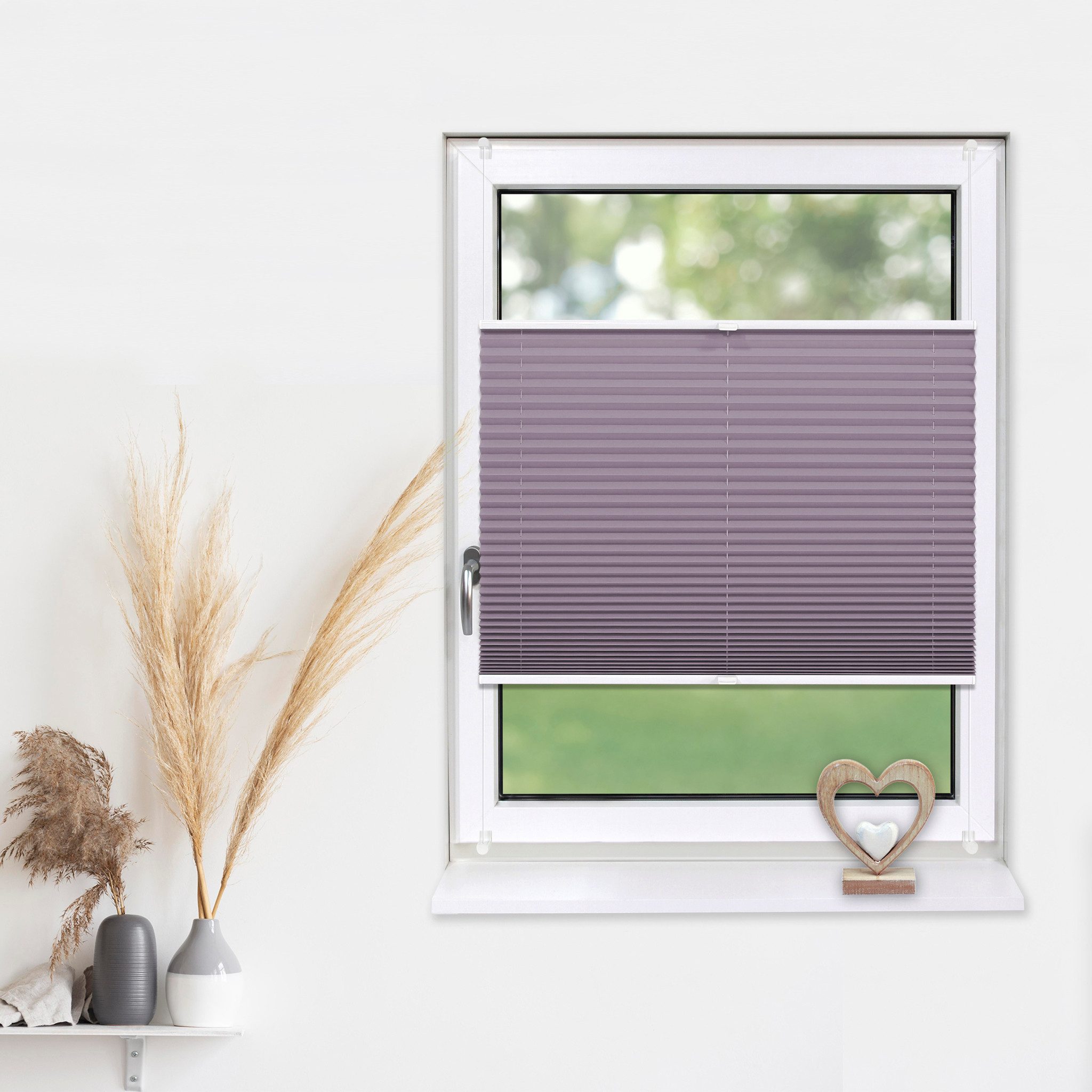 Deco-Raum Plissee Basic, blickdicht, Klemmträger, auf dem Fenster-/Türrahmen, Klemmfix, einfache Montage, in verschiedenen Farben und Größen ohne Bohren