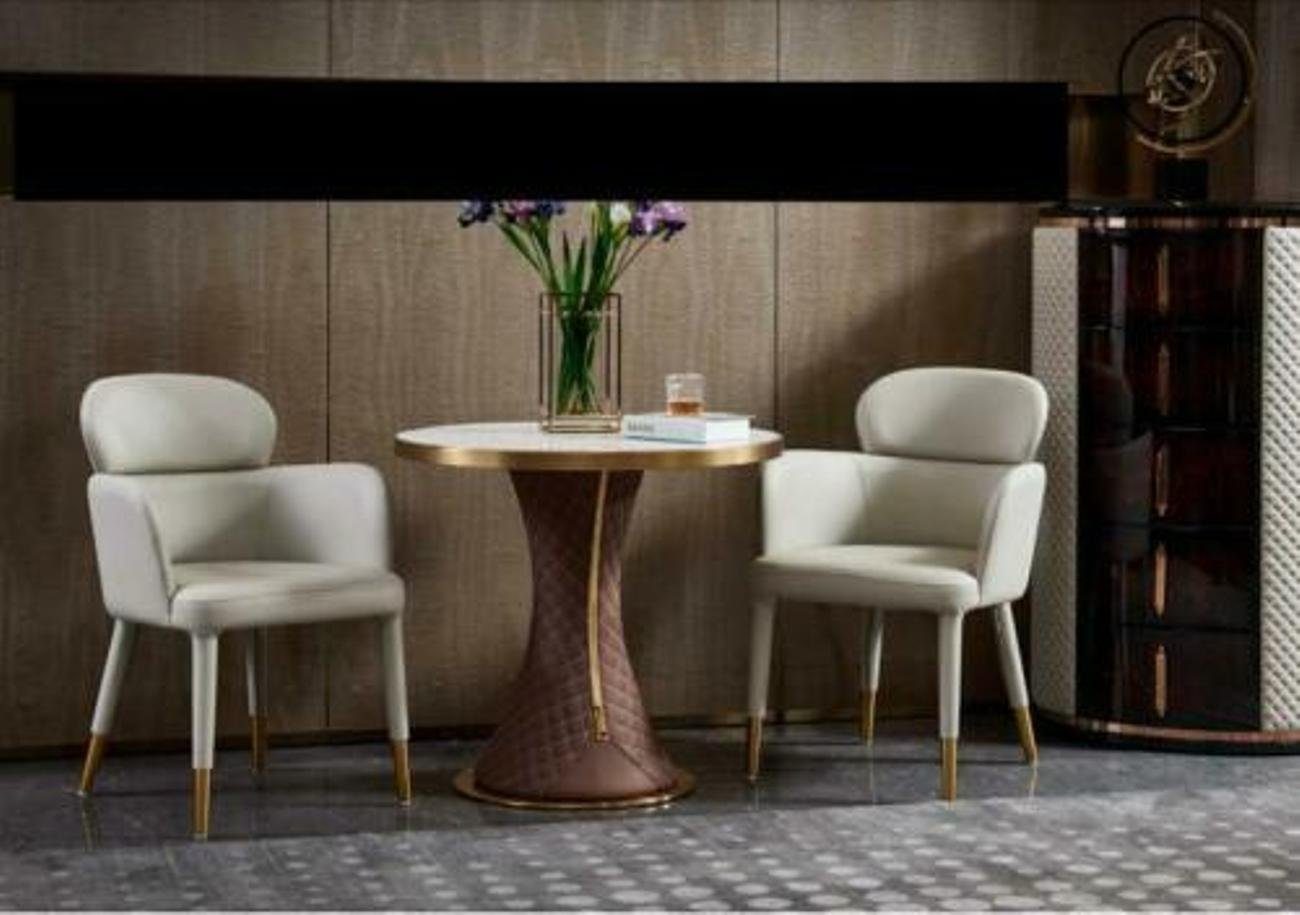 JVmoebel Loungesessel, Sessel Leder Weiß Modern Möbel Lehnstuhl Design Möbel Luxus Edelstahl Wohnzimmer