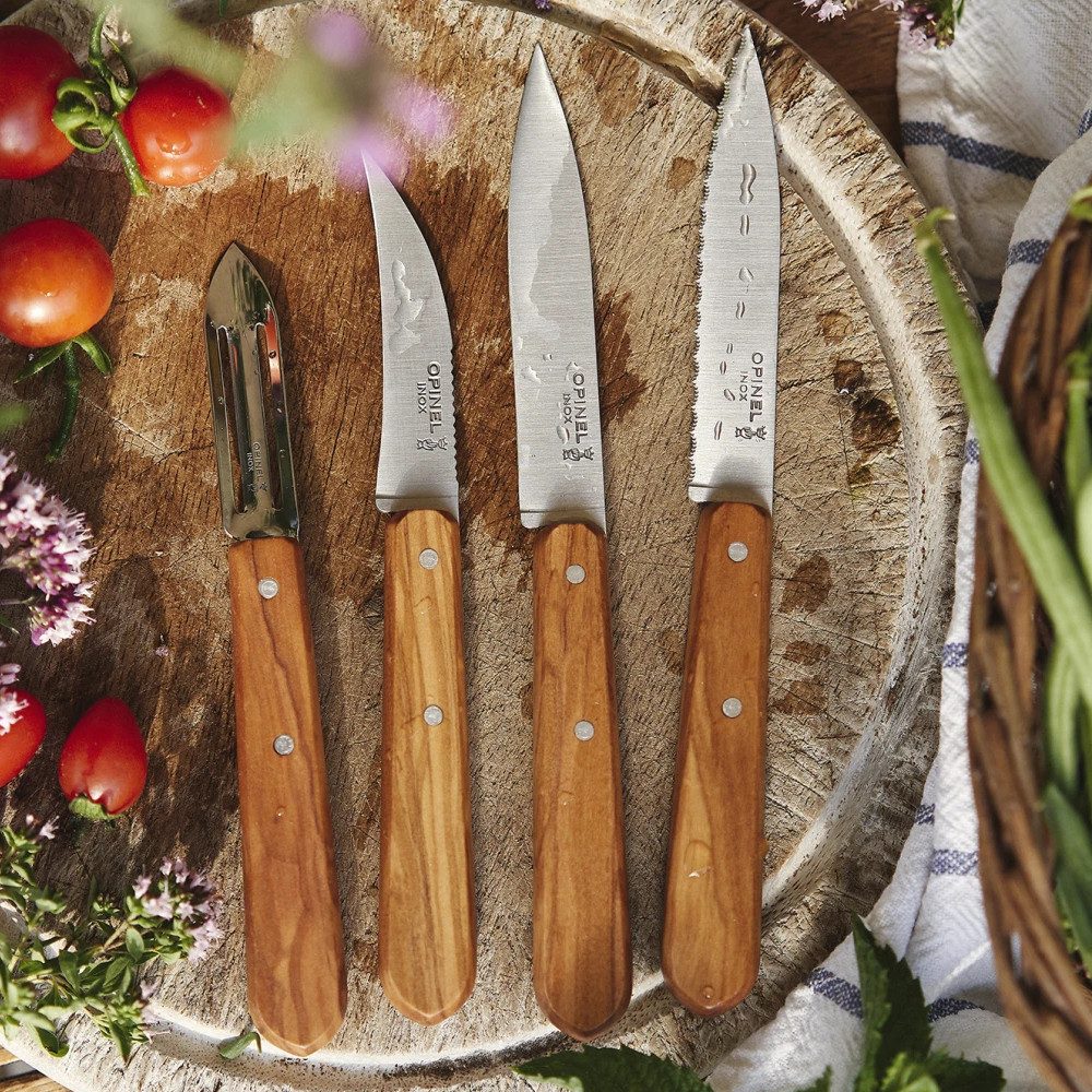 Opinel Universalküchenmesser Opinel Küchenmesser-Set LES ESSENTIELS mit Griffen aus Olivenholz