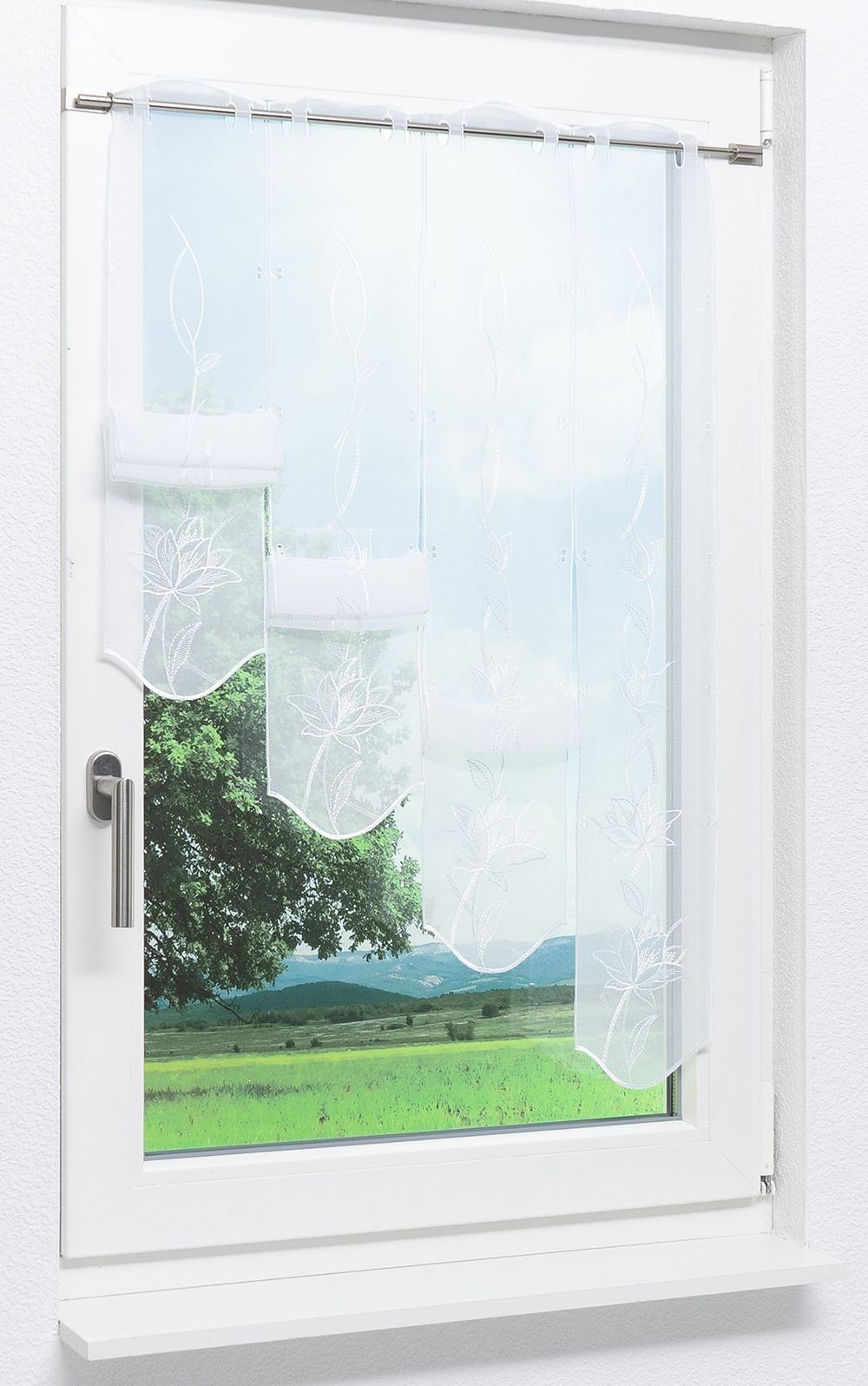 Plauener Spitze® Panneaux Kelchblüten (1 St), transparent, HxB 95x48cm günstig online kaufen