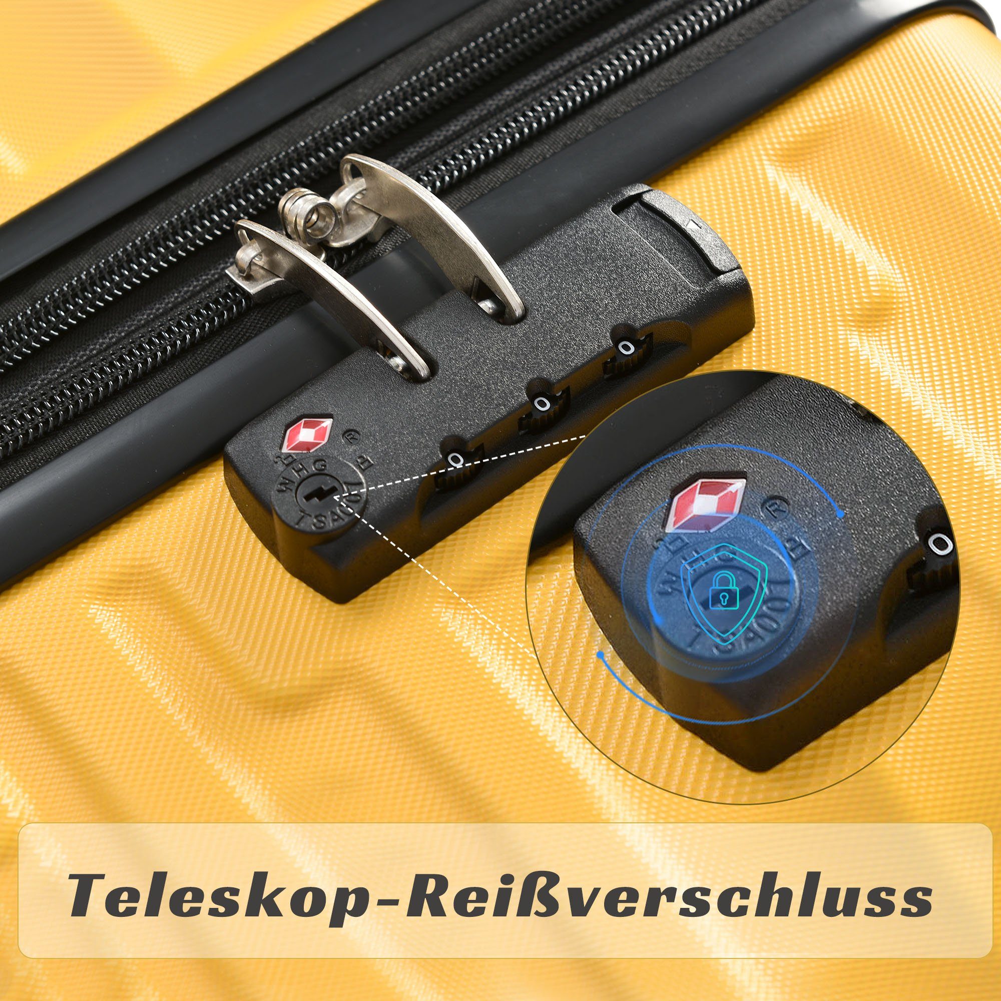 TSA-Schloss, Design, zuverlässiger REDOM Gelb Reisebegleiter, 4 stilvoll ABS-Gepäck, asserdichtes Hochwertiges Handgepäckkoffer Räder,