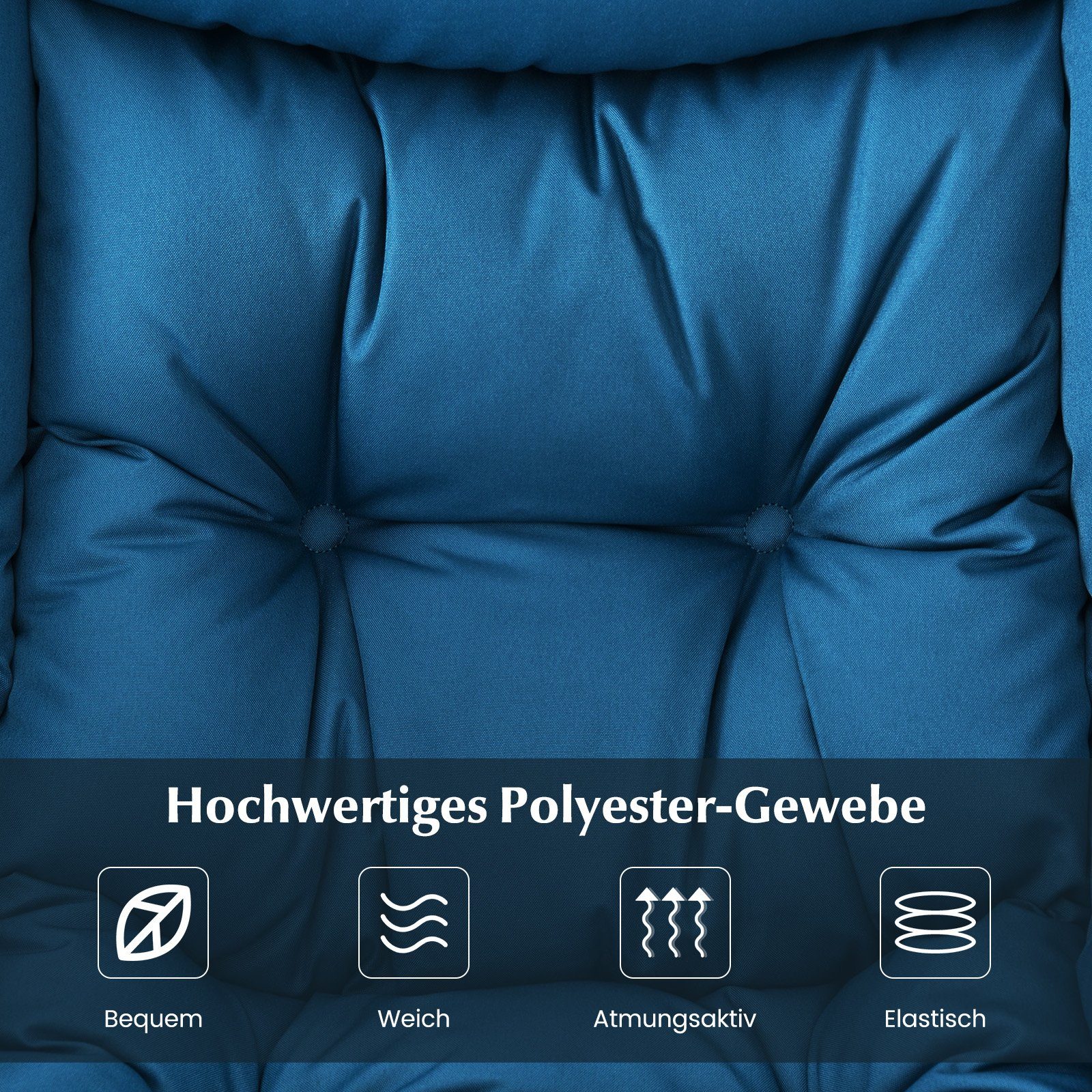 COSTWAY belastbar mit blau Relaxsessel 150kg Hocker, Ohrensessel