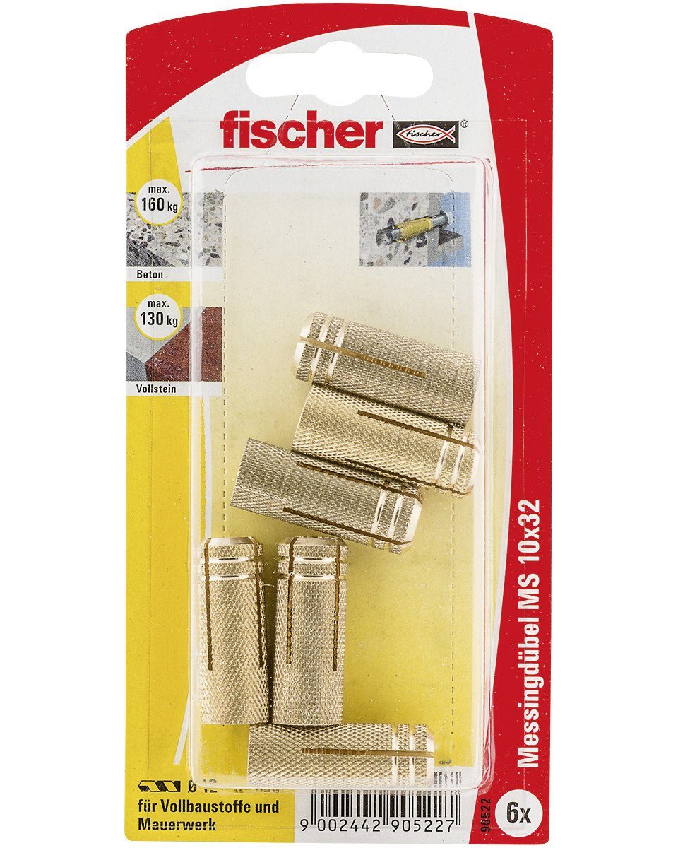 fischer Schrauben- und Dübel-Set Fischer Messingdübel MS 10.0 x 32 mm - 6 Stück