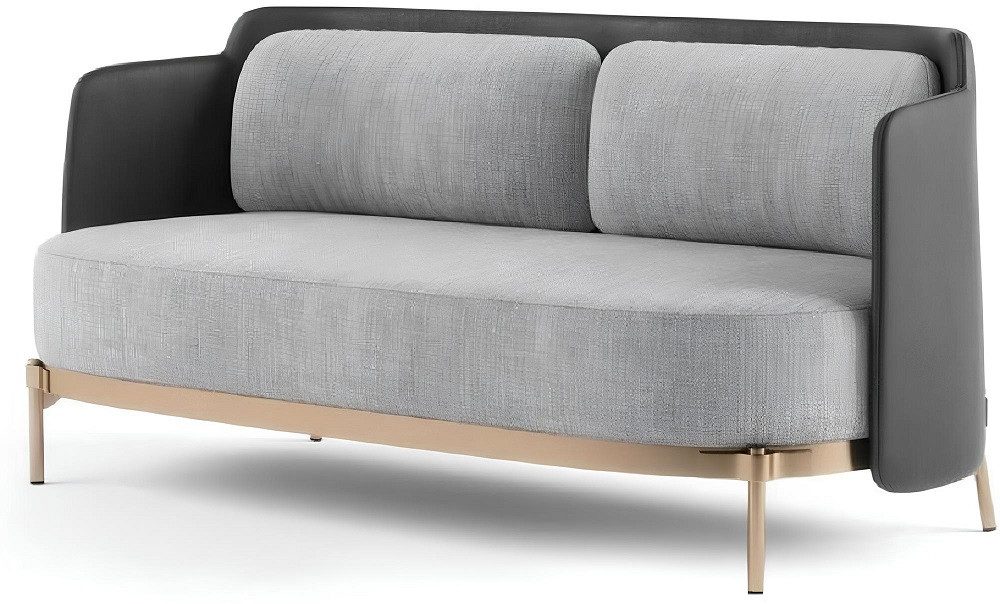 Xlmoebel 2-Sitzer Hochwertige Wohnzimmer-Sofa in Grau von Designer aus Textilstoff, 1 Teile, Hergestellt in Europa