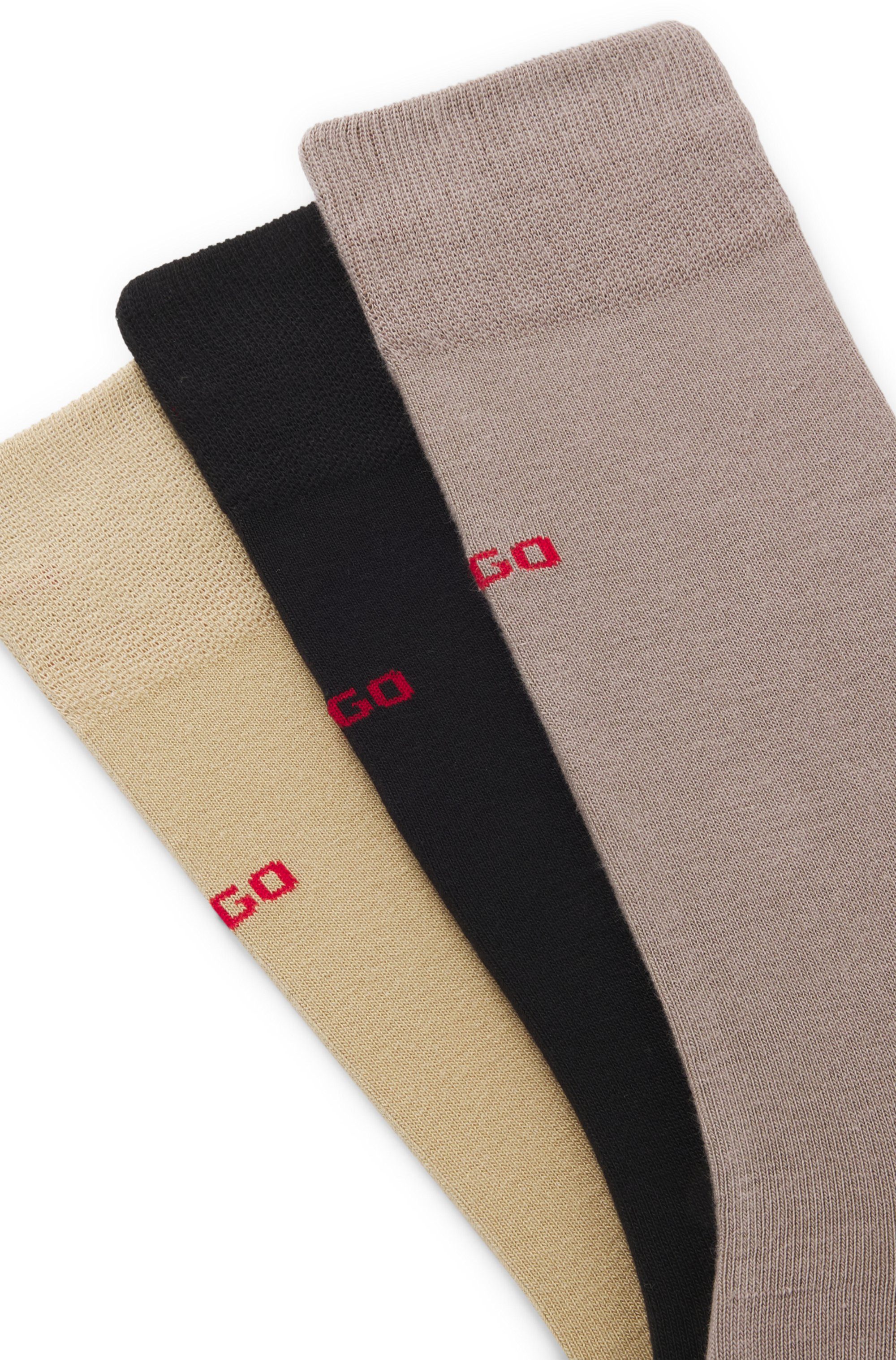 HUGO Businesssocken 3P RS UNI CC (Packung, 3-Paar, 3er Pack) mit kontrastfarbenen HUGO Logo-Schriftzug