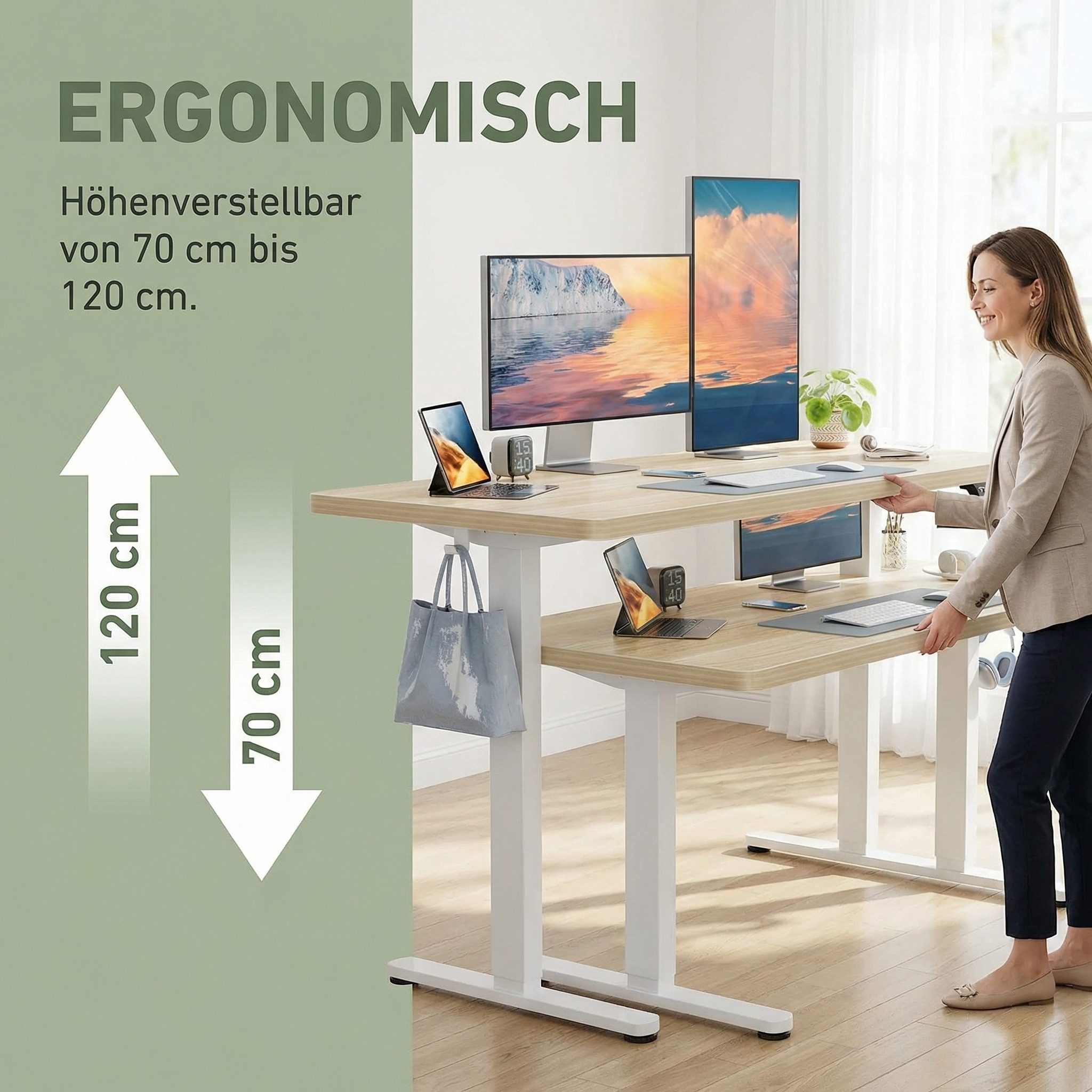 Huanuo Schreibtisch Elektrisch Höhenverstellbarer Schreibtisch (Einteilig, günstig online kaufen