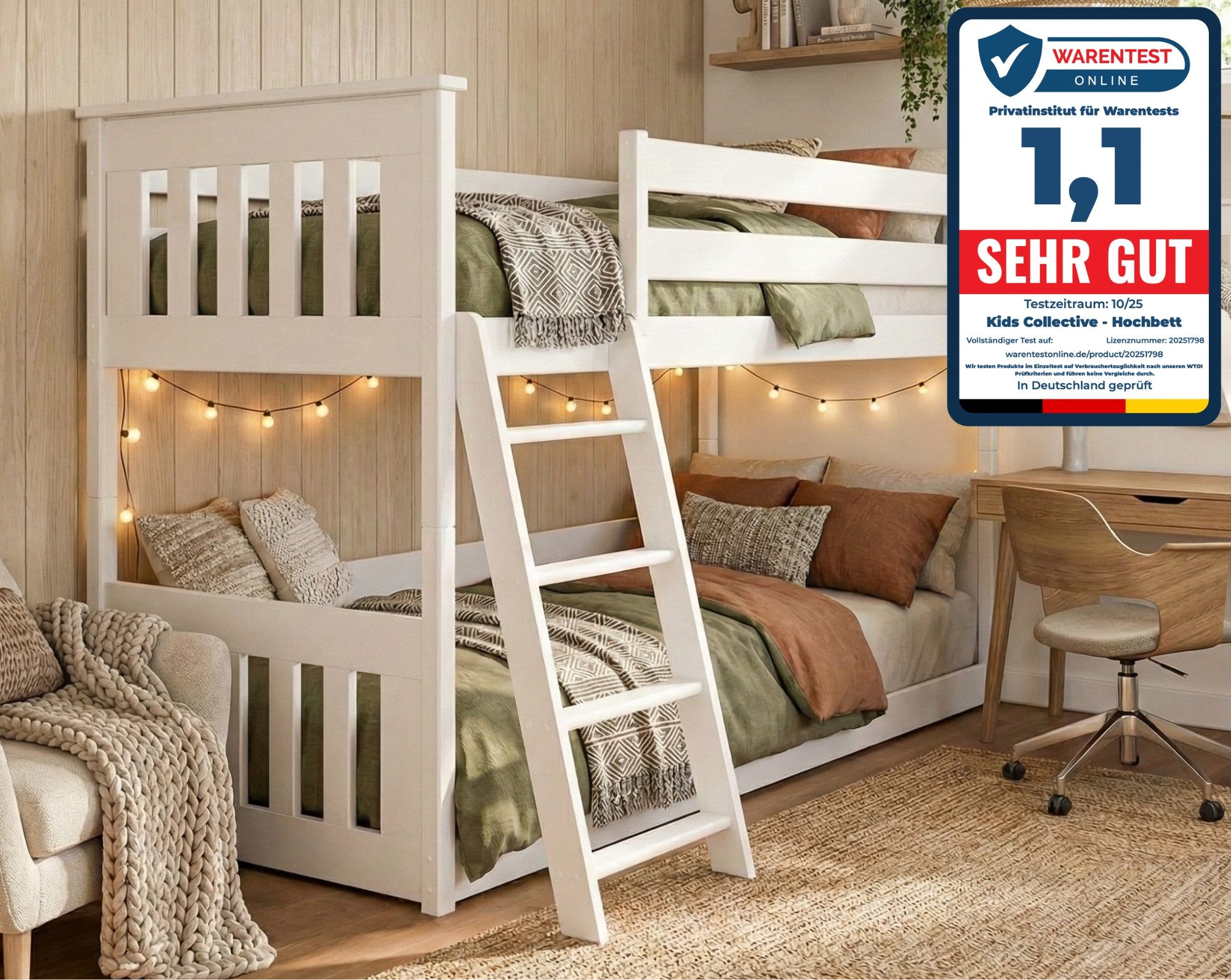 Etagenbett Hochbett Stockbett Kinderbett 90x200 cm Rausfallschutz & Lattenrost