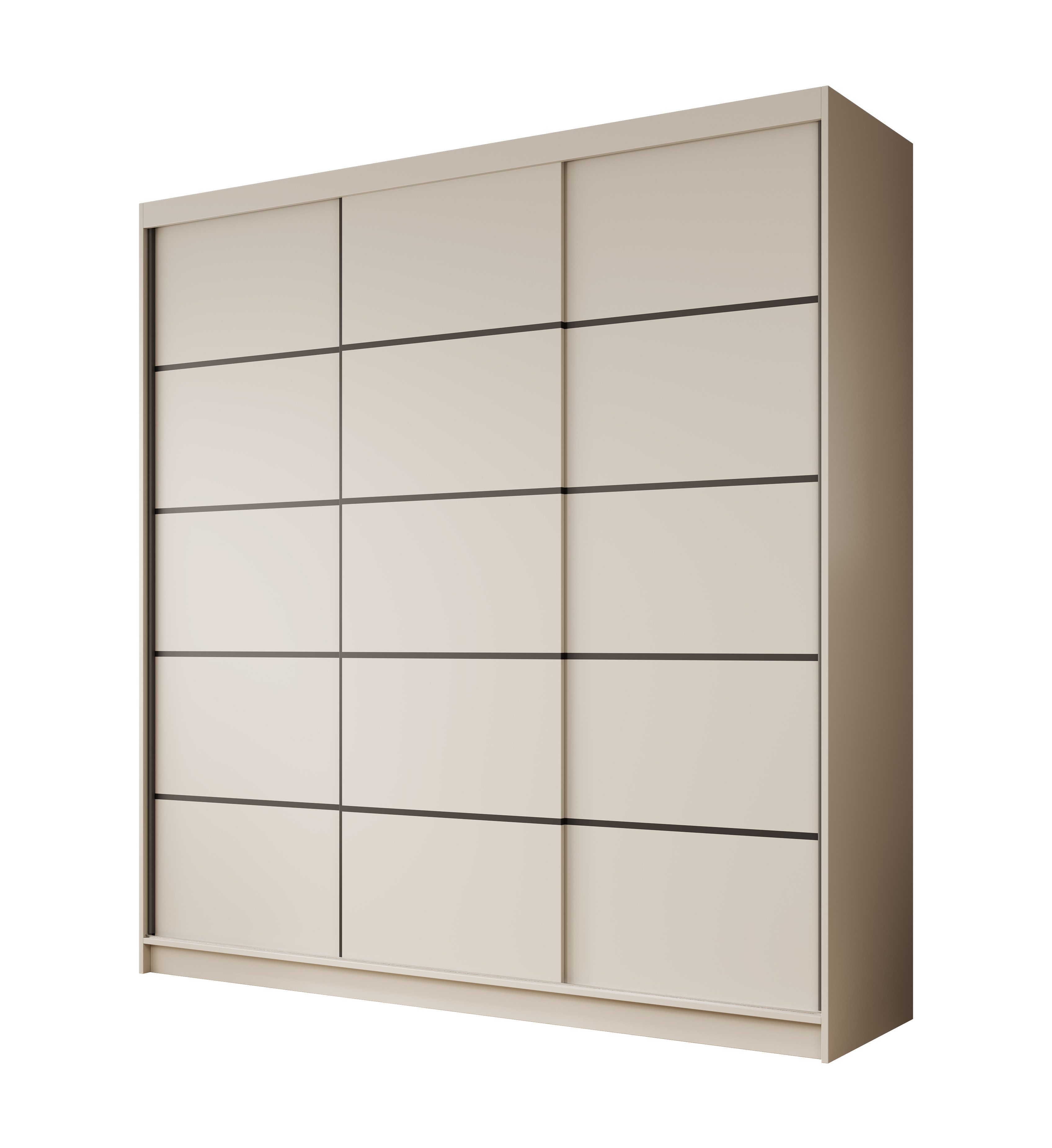 MOEBLO Schiebetürenschrank Tagra 200 (3 Türen, 11 Einlegeböden, Kleiderstange, Laminat, Modernes Design, Schwebetürenschrank Schrank Garderobe Schiebtüren Schlafzimmer) (BxHxT): 200x215x58cm