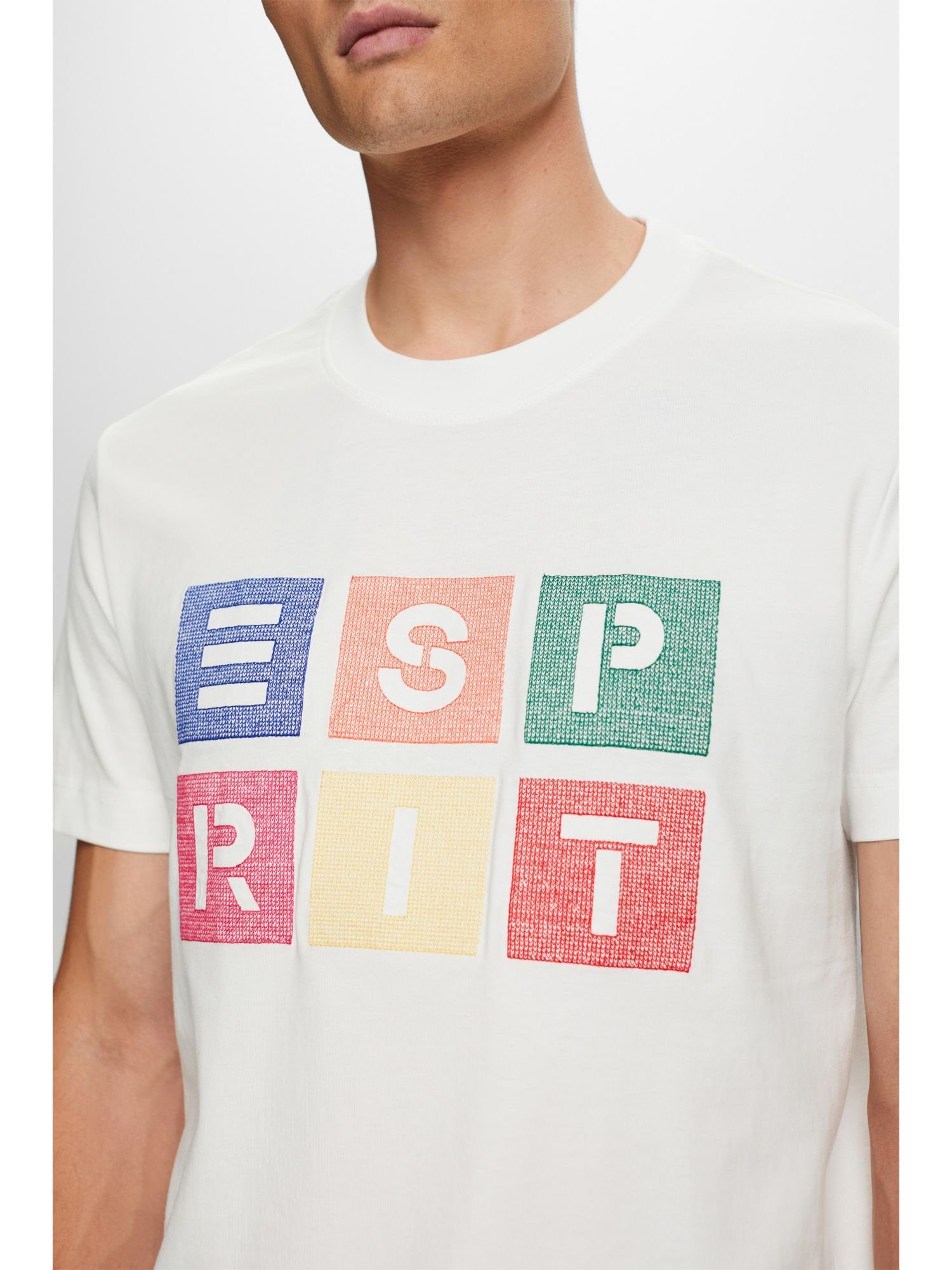 mit T-Shirt OFF (1-tlg) Logoprint Esprit WHITE Baumwoll-T-Shirt